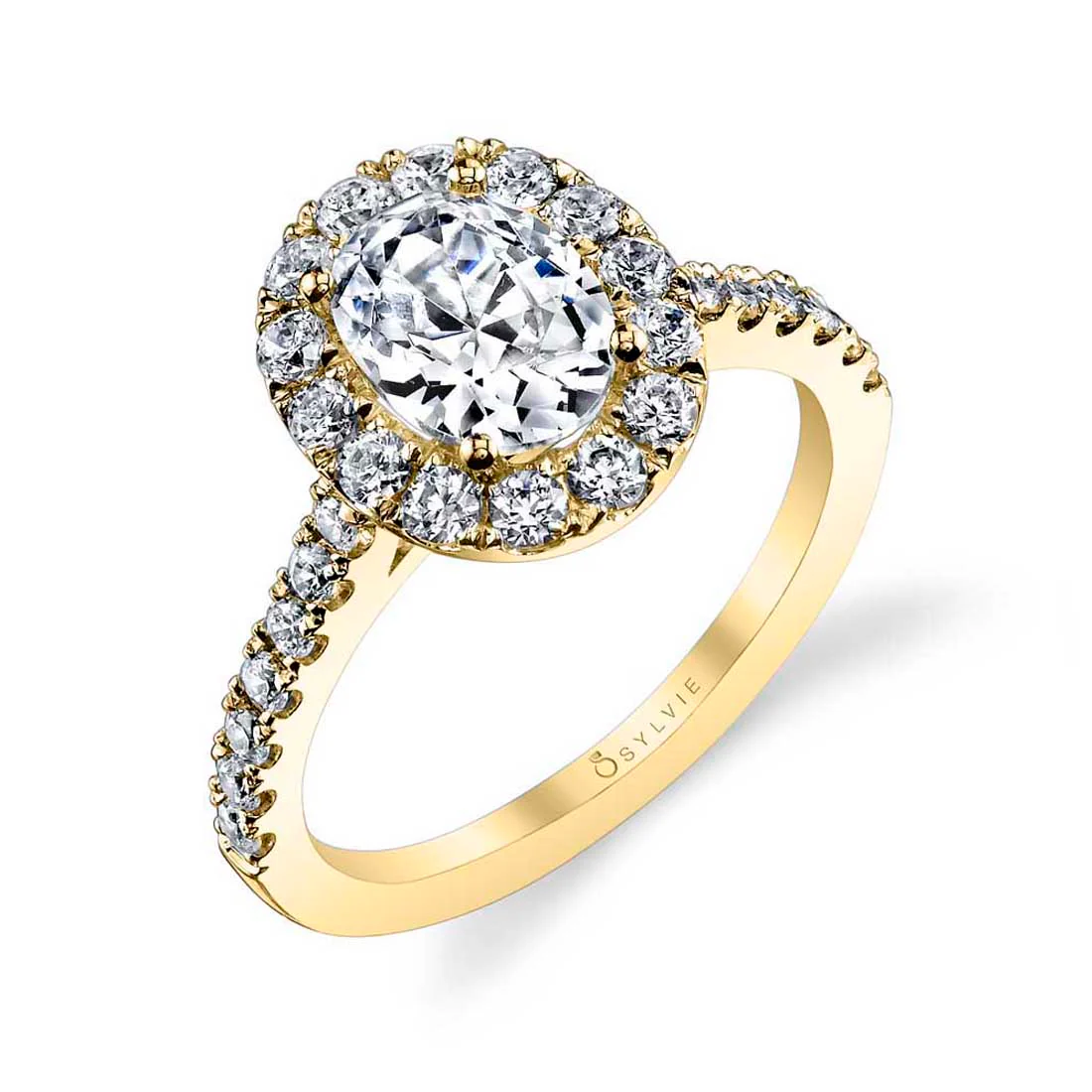 Sylvie Jacalyn Oval Classic Halo Engagement Ring Setting - Image 2