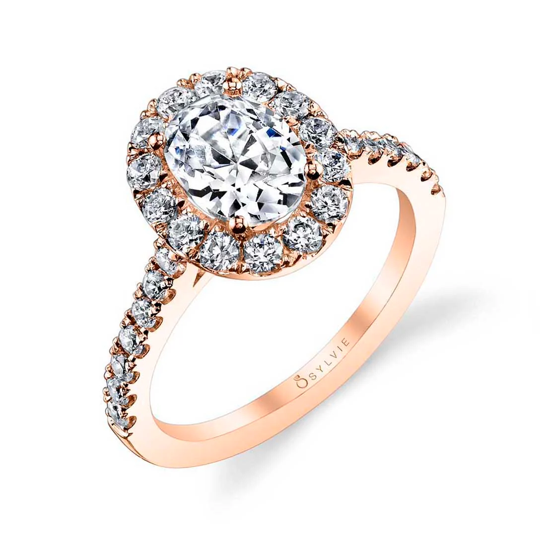 Sylvie Jacalyn Oval Classic Halo Engagement Ring Setting - Image 3