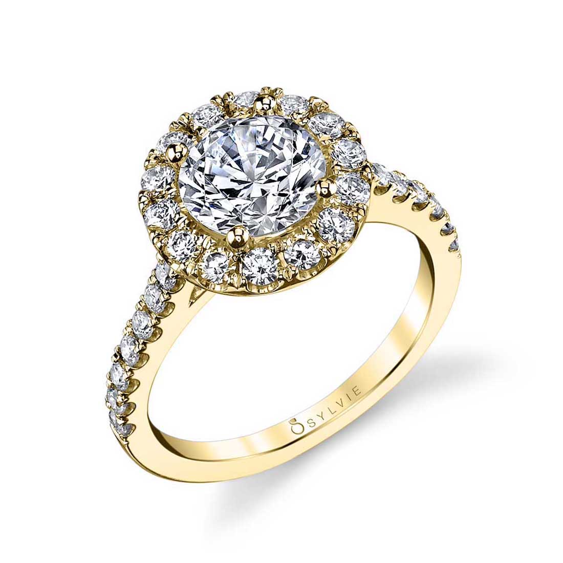Sylvie Jacalyn Round Classic Halo Engagement Ring Setting - Image 2
