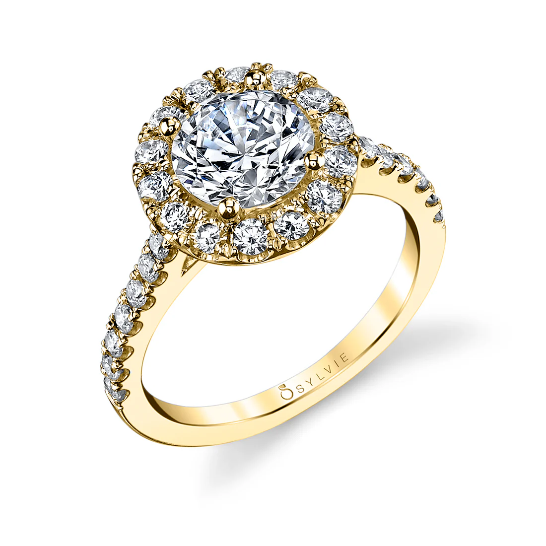 Sylvie Jacalyn Round Classic Halo Engagement Ring Setting - Image 2