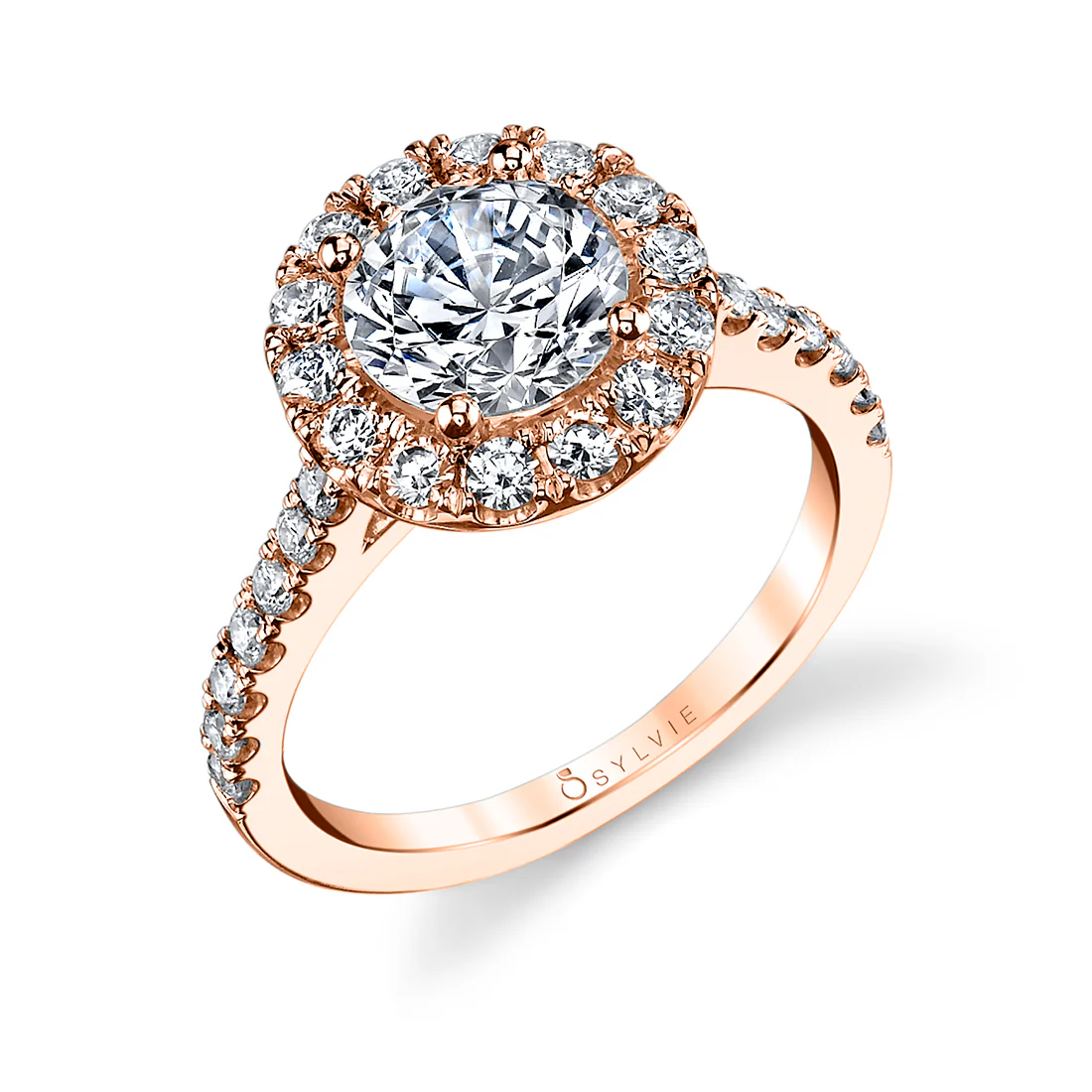 Sylvie Jacalyn Round Classic Halo Engagement Ring Setting - Image 3