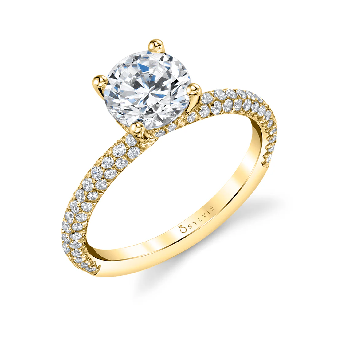 Sylvie Jayla Round Cut Classic Pave Engagement Ring Setting - Image 2