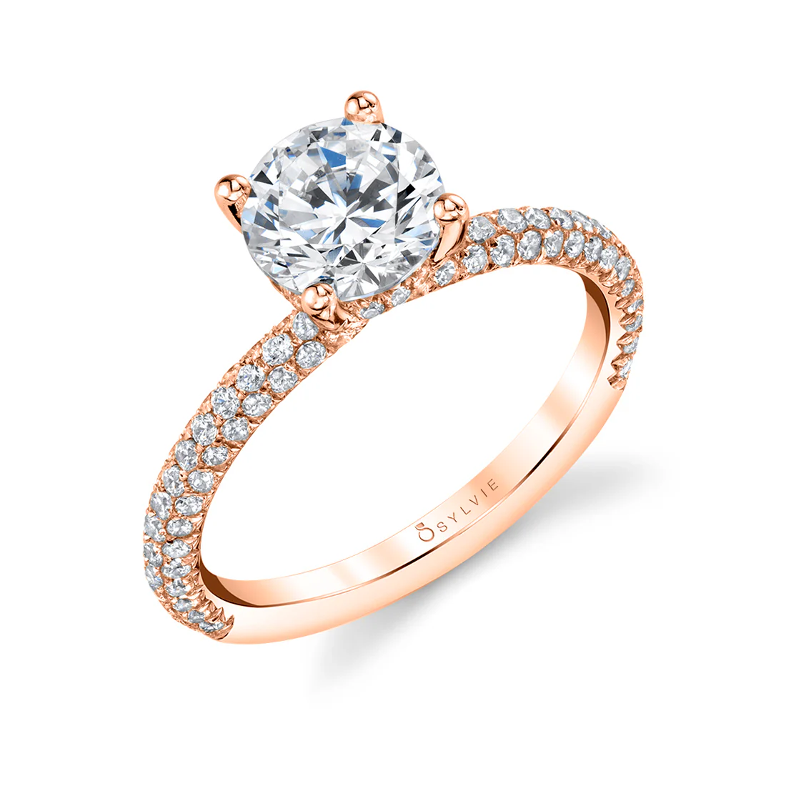 Sylvie Jayla Round Cut Classic Pave Engagement Ring Setting - Image 3