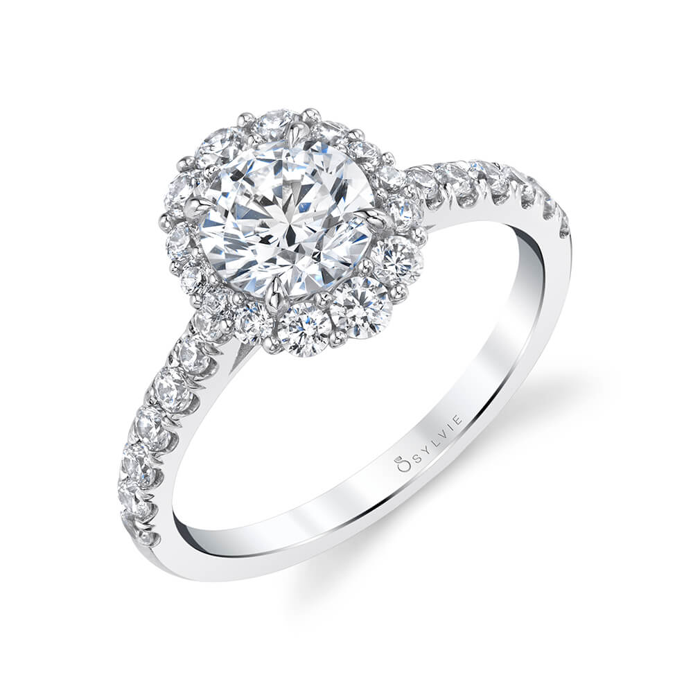 Sylvie Jillian Round Cut Halo Diamond Engagement Ring Setting