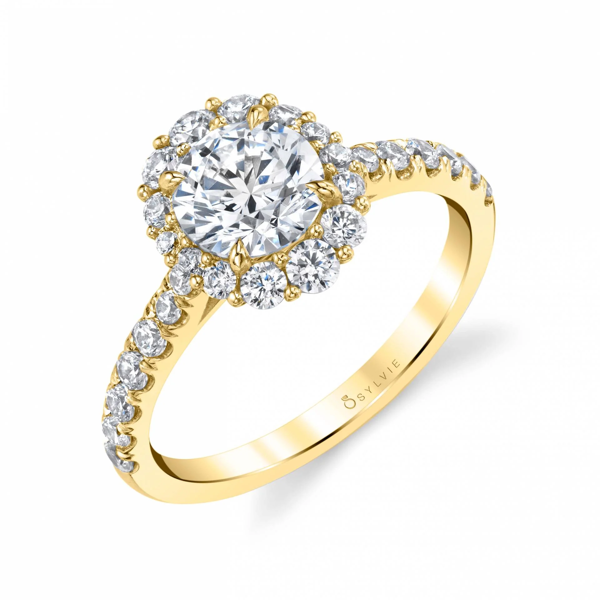 Sylvie Jillian Round Cut Halo Diamond Engagement Ring Setting - Image 2