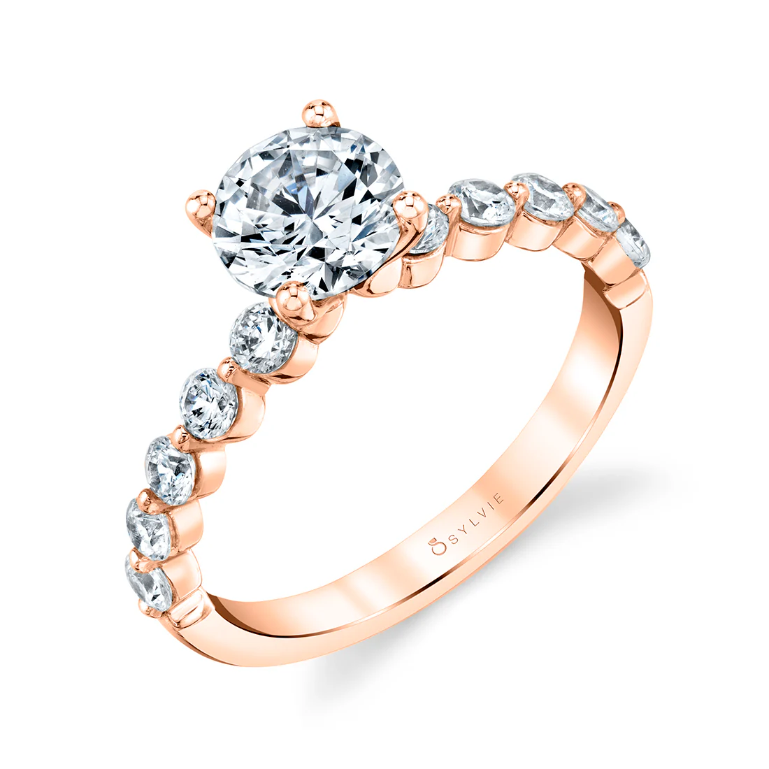 Sylvie Karol Round Cut Single Prong Engagement Ring Setting - Image 3