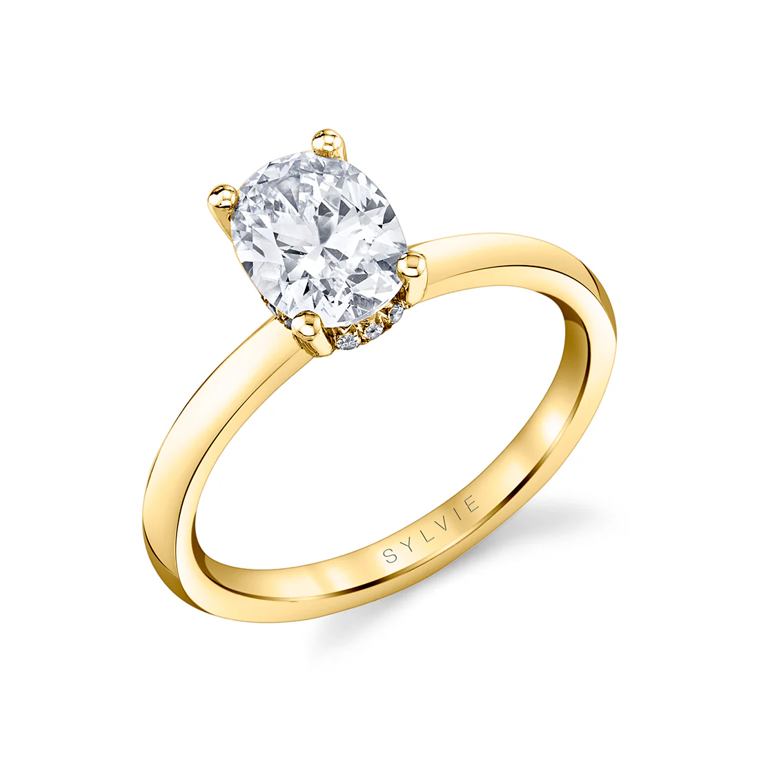 Sylvie Melany Oval Hidden Halo Engagement Ring Setting - Image 2