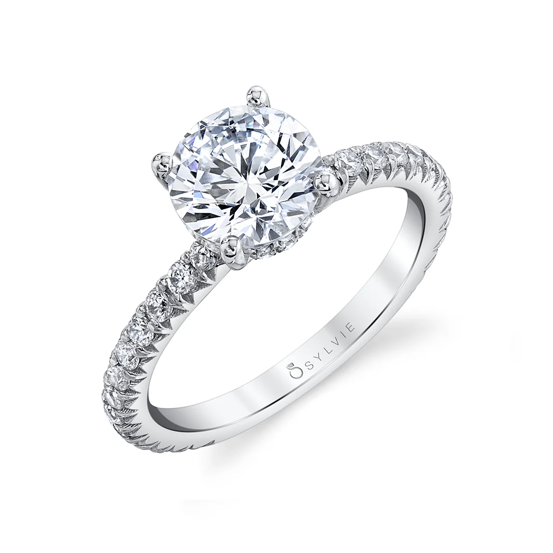 Sylvie Round Cut Classic ½ Way Engagement Ring Setting