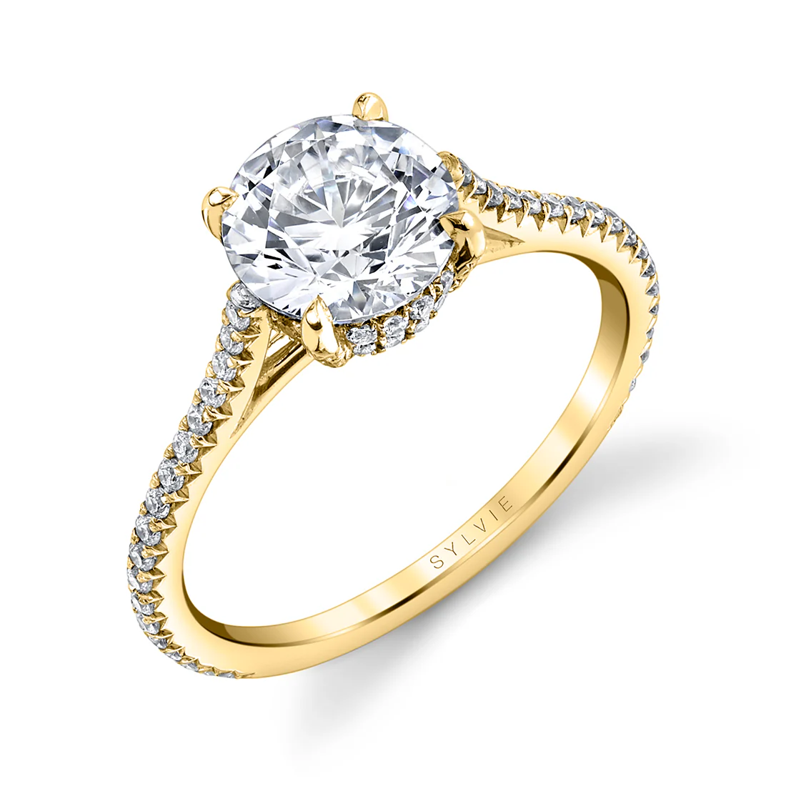 Sylvie Steffi Round Classic Hidden Halo Engagement Ring Setting - Image 2