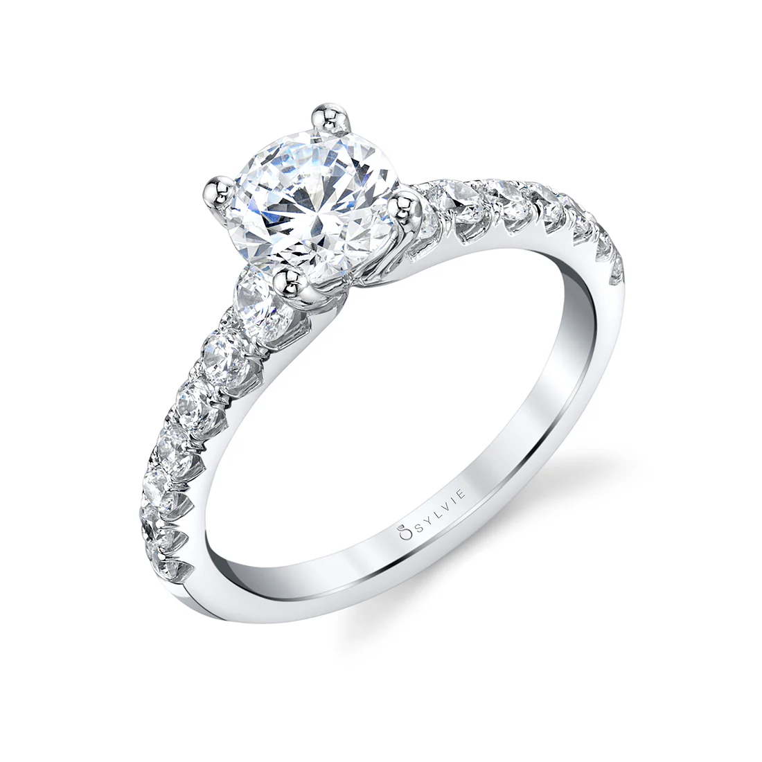 Sylvie Veronique Round Cut Classic Diamond Engagement Ring Setting