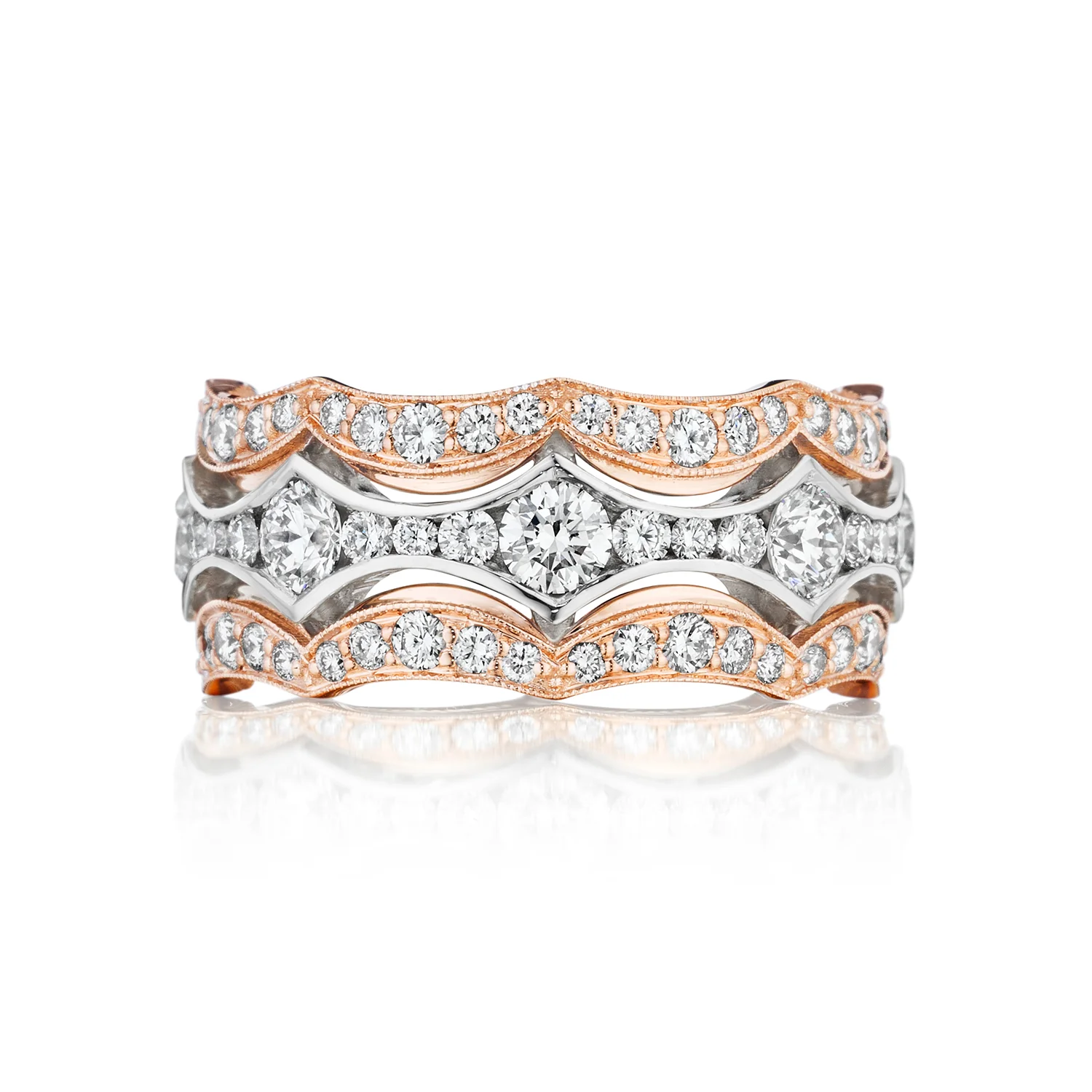 Tacori Adoration 18k White & Rose Gold Diamond Wedding Band (2.53 CTW) - Image 2