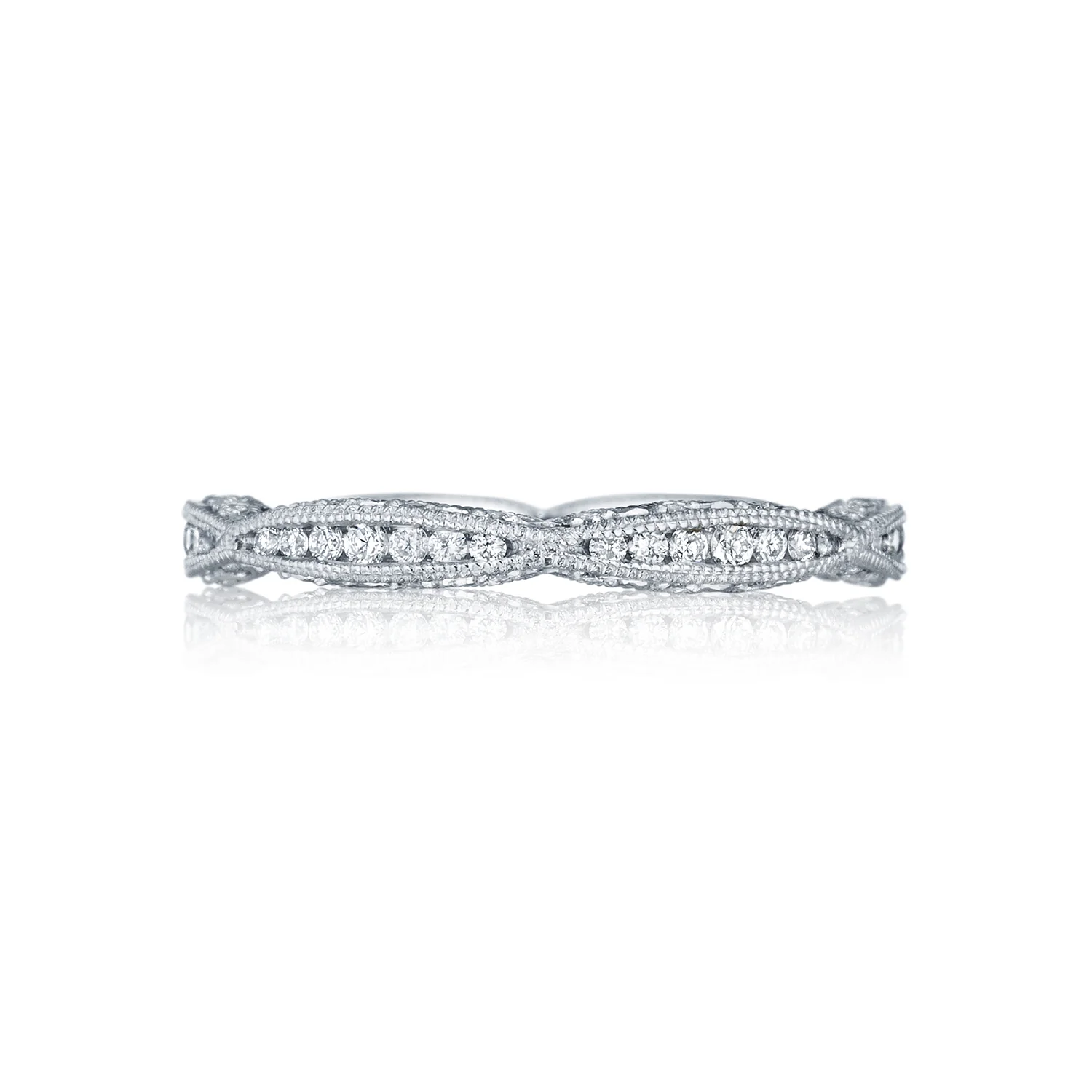 Tacori 18k White Gold Classic Crescent Diamond Wedding Band (0.44 CTW)