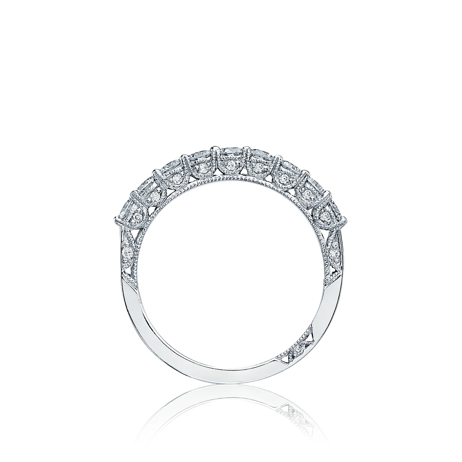 Tacori 18k White Gold Classic Crescent Diamond Wedding Band (0.73 CTW) - Image 2