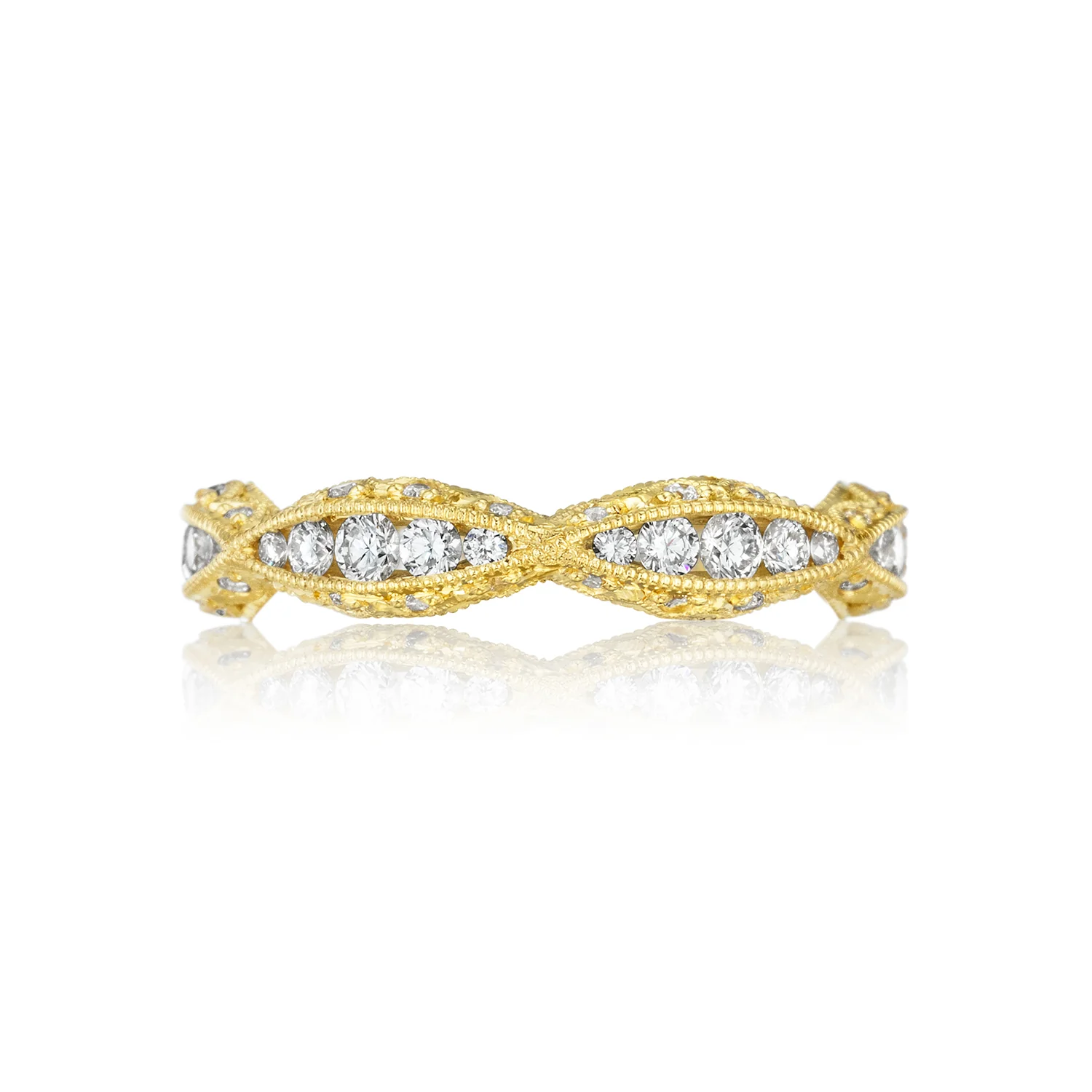 Tacori 18k Yellow Gold Classic Crescent Diamond Wedding Band (0.87 CTW) - Image 2