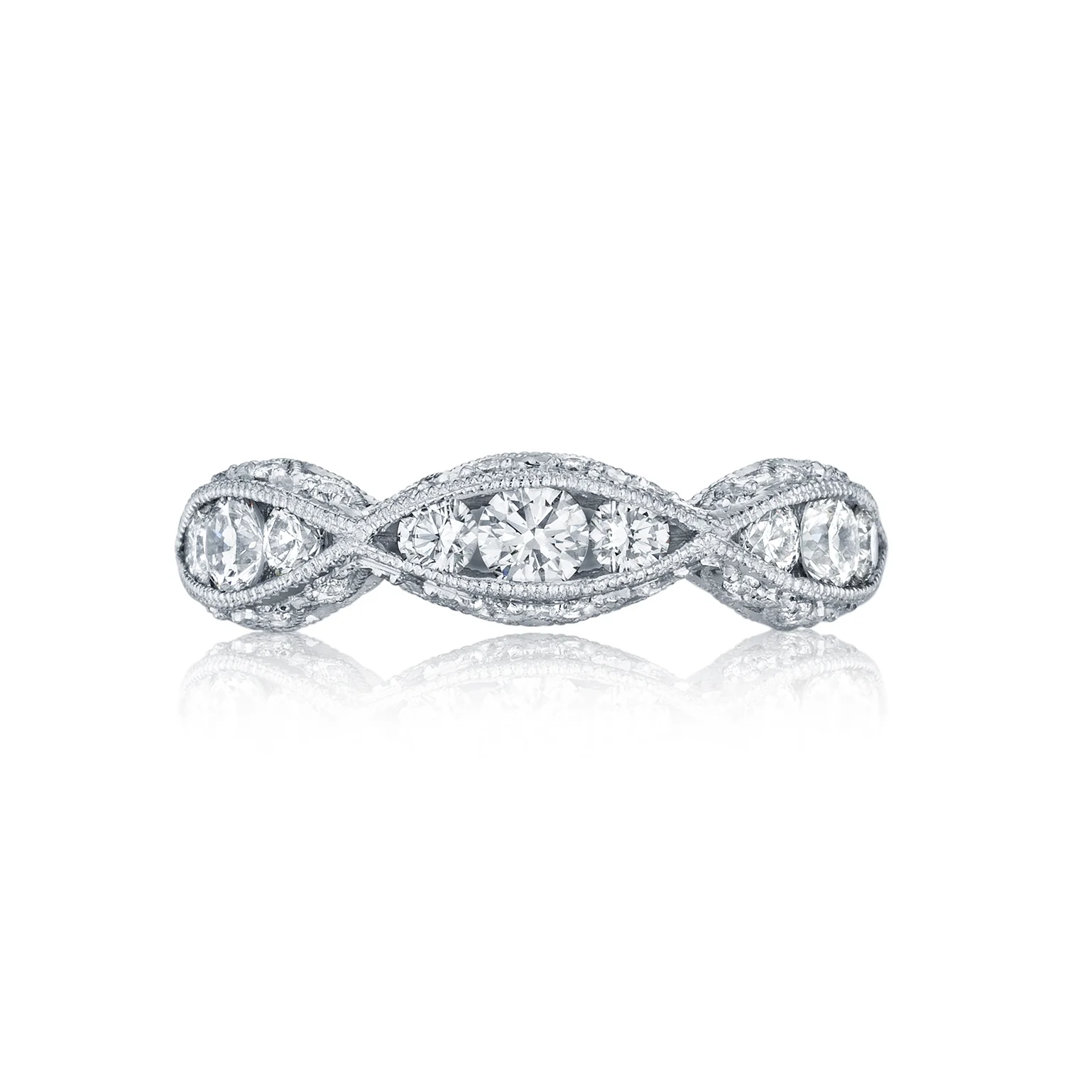 Tacori 18k White Gold Classic Crescent Diamond Wedding Band (0.9 CTW) - Image 2