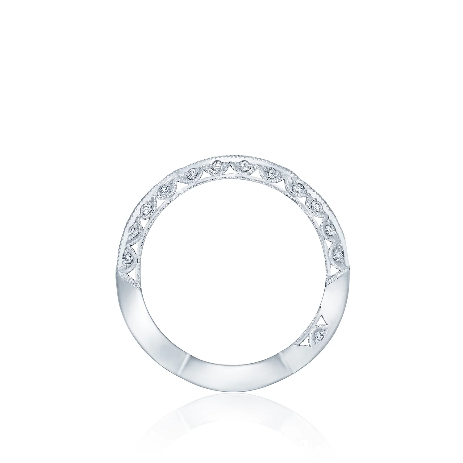 Tacori 18k White Gold Classic Crescent Diamond Wedding Band (0.9 CTW) - Image 3