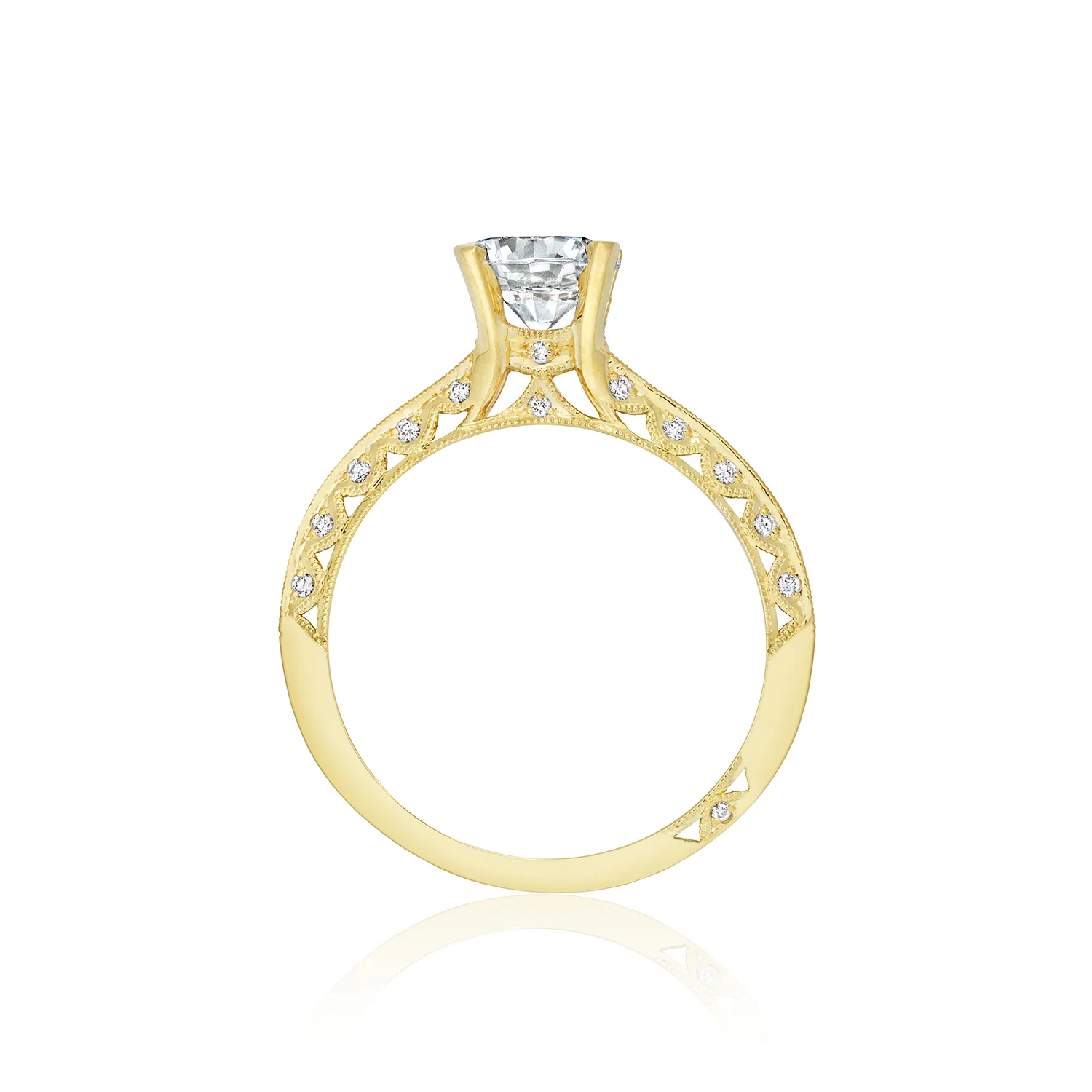 Tacori 18k Yellow Gold Classic Crescent Round Diamond Engagement Ring Setting  (0.22 CTW) - Image 2