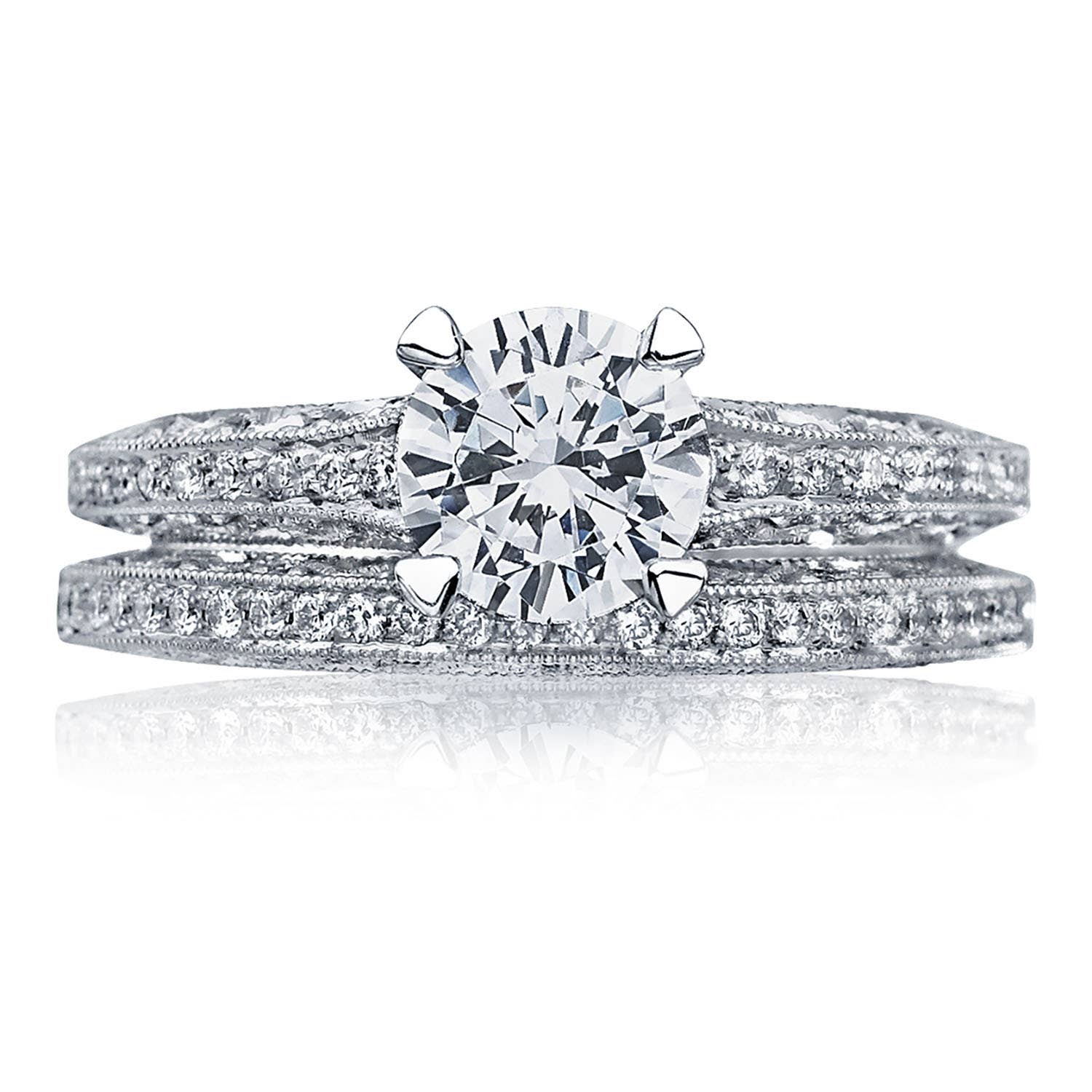 Tacori 18k Yellow Gold Classic Crescent Round Diamond Engagement Ring Setting  (0.22 CTW) - Image 5