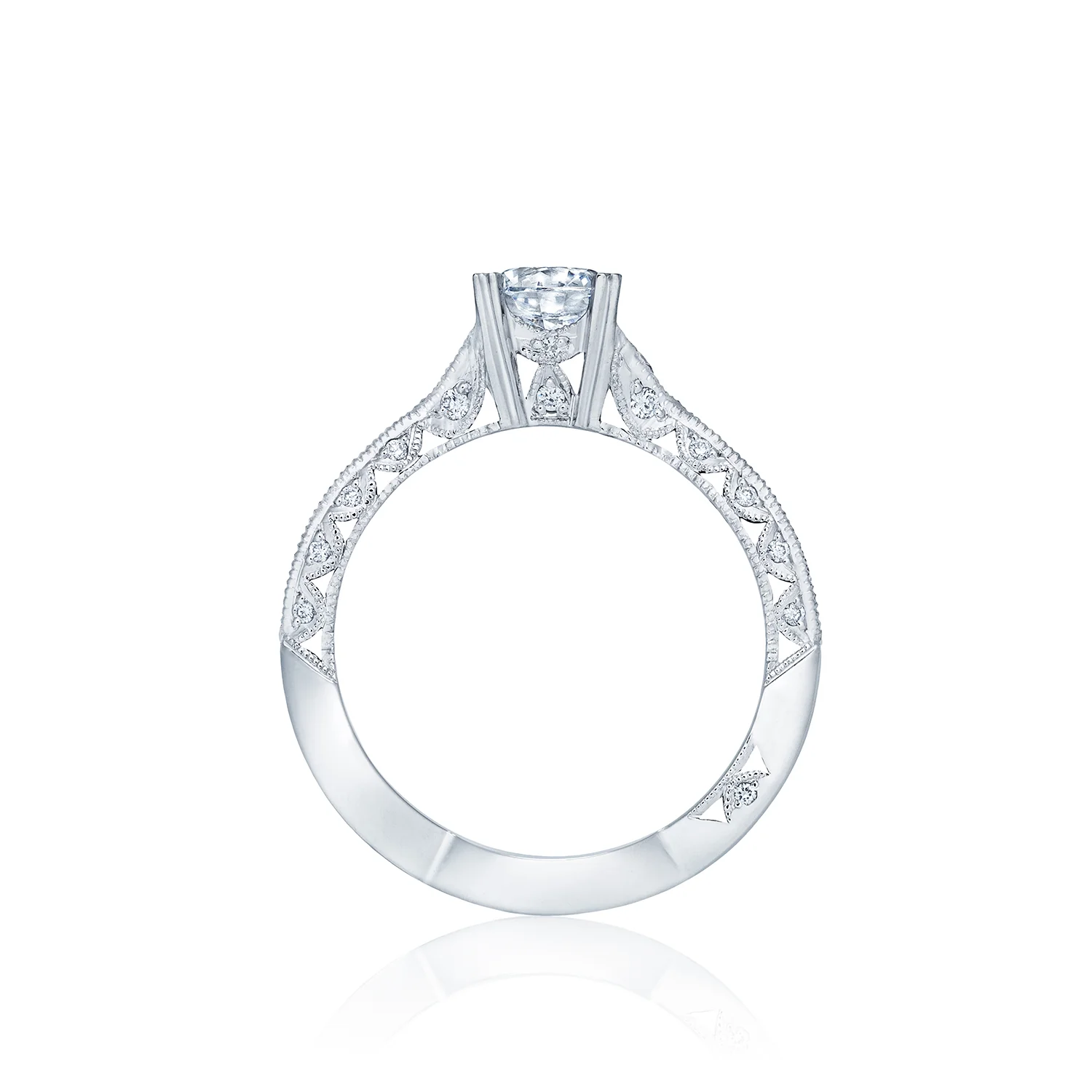 Tacori Platinum Classic Crescent Round Diamond Engagement Ring Setting   (0.28 CTW) - Image 4