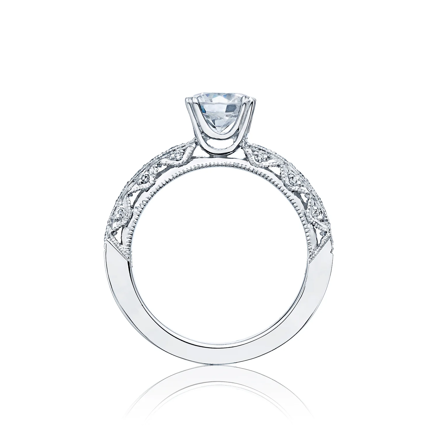 Tacori Platinum Classic Crescent Round Diamond Engagement Ring Setting  (0.4 CTW) - Image 2