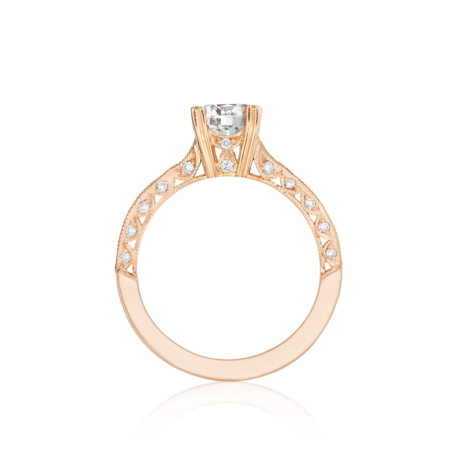 Tacori 18k Rose Gold Classic Crescent Round Diamond Engagement Ring Setting  (0.41CTW) - Image 2