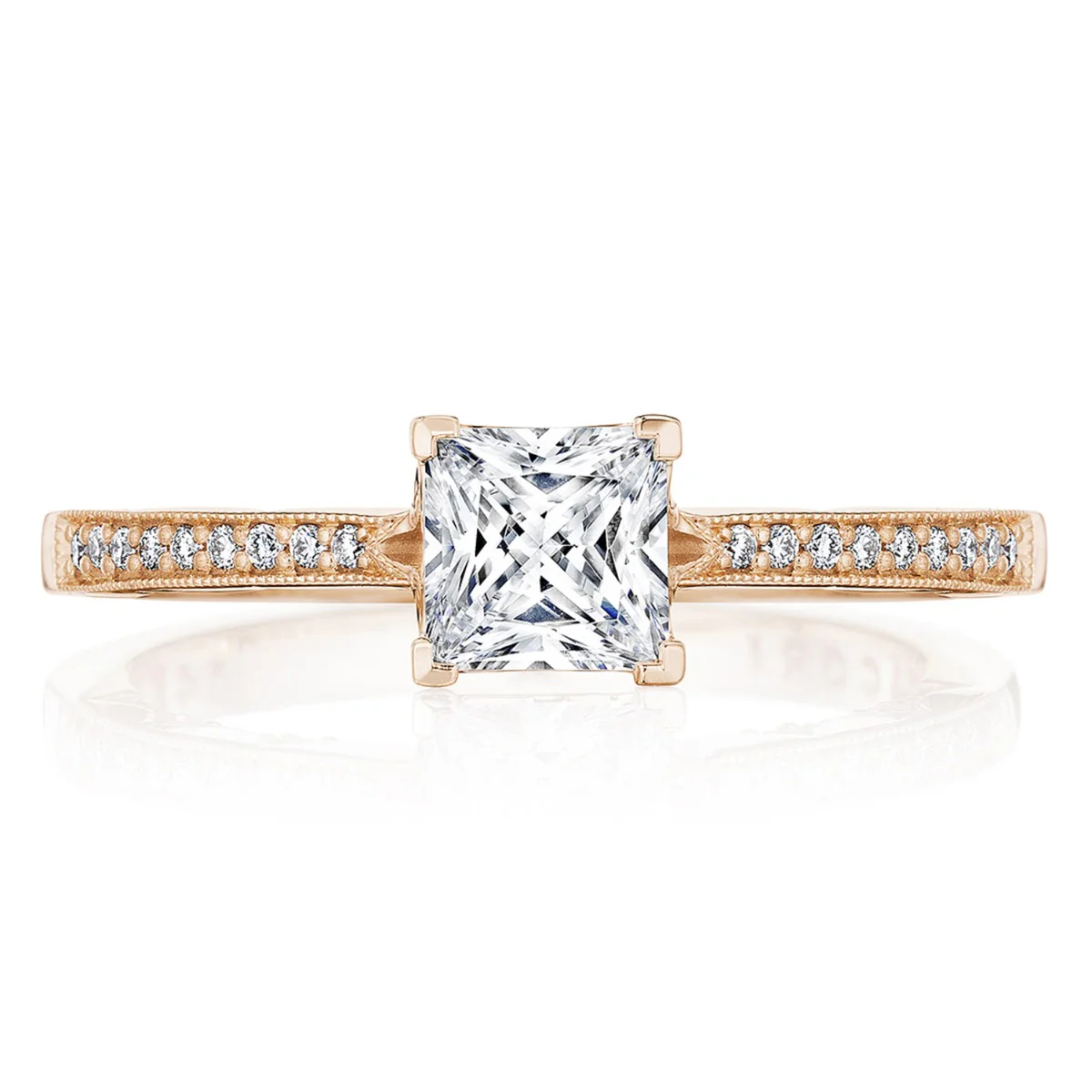 Tacori 14k Rose Gold Coastal Crescent Collection Classic Engagement Ring Setting 0.14CTW - Image 2