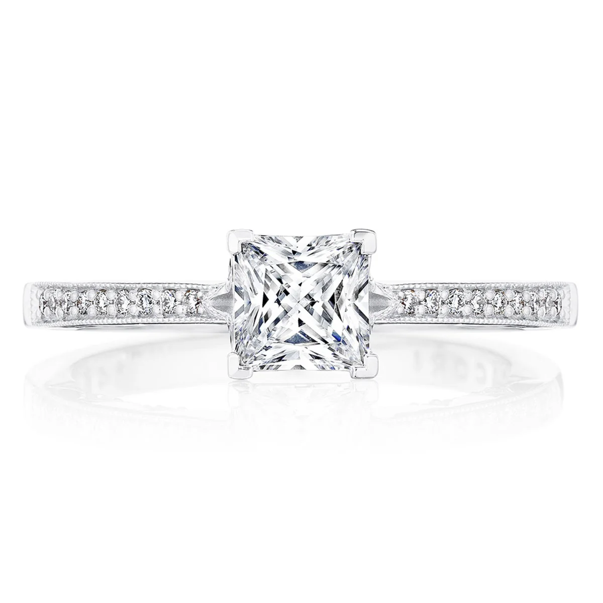 Tacori 14k White Gold Coastal Crescent Collection Classic Engagement Ring Setting 0.14CTW - Image 2