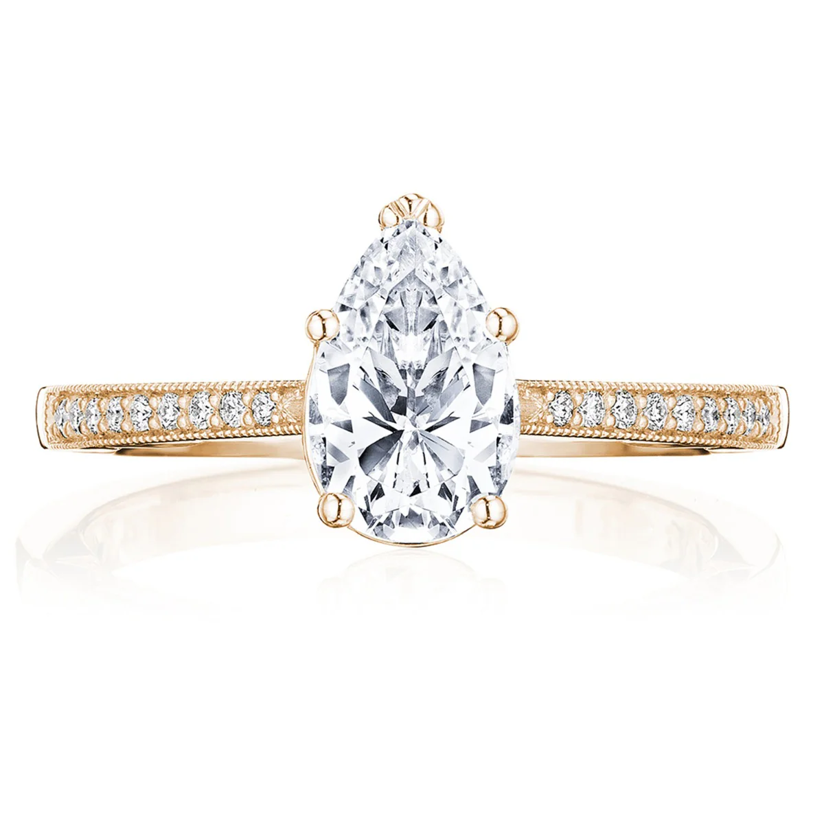Tacori 14k Rose Gold Coastal Crescent Collection Classic Engagement Ring Setting 0.14CTW - Image 6