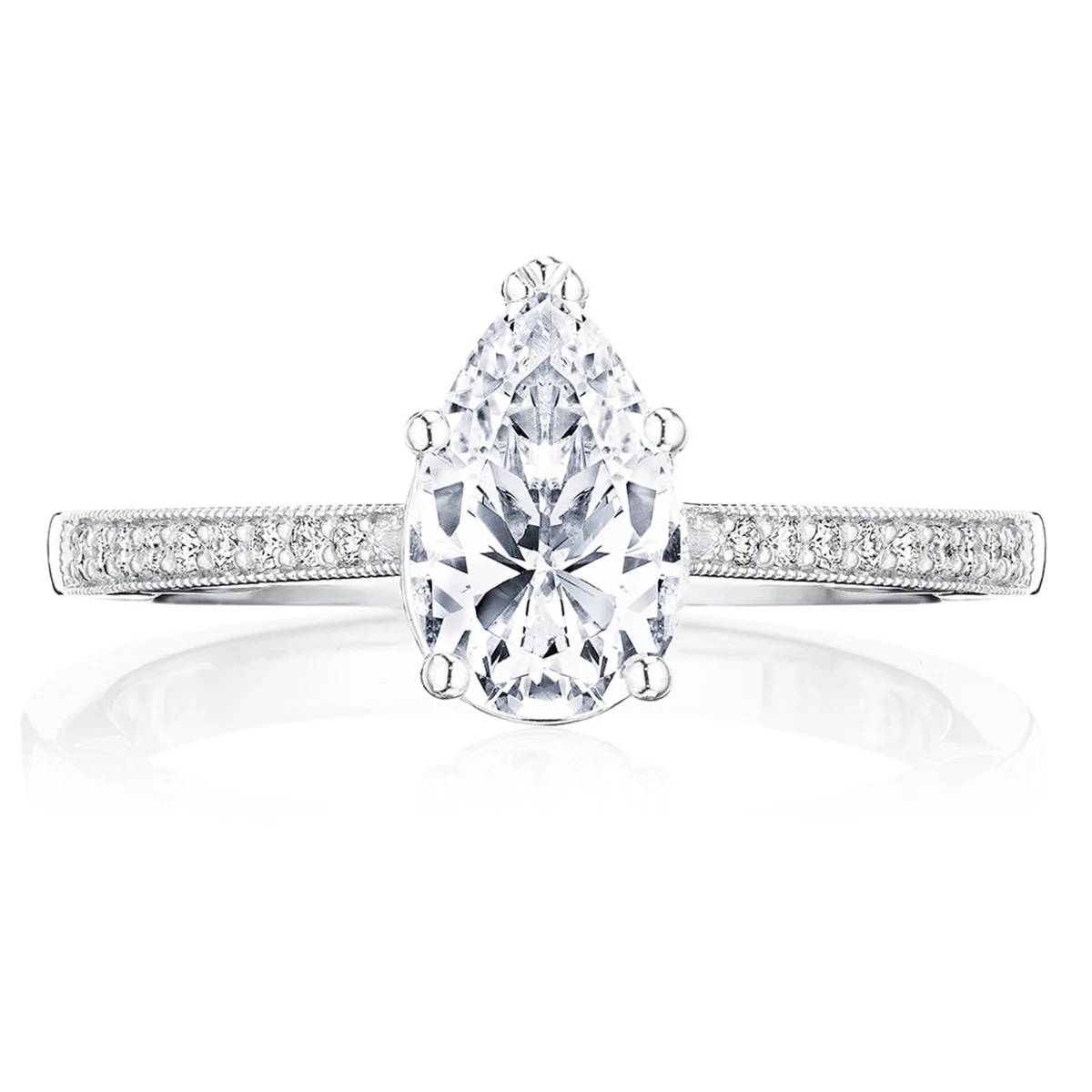 Tacori 14k White Gold Coastal Crescent Collection Classic Engagement Ring Setting  0.14CTW - Image 10