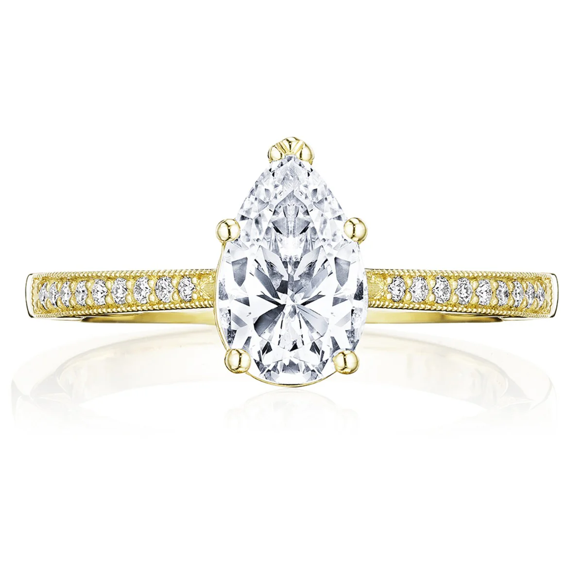 Tacori 14k Yellow Gold Coastal Crescent Collection Classic Engagement Ring Setting 0.14CTW - Image 5