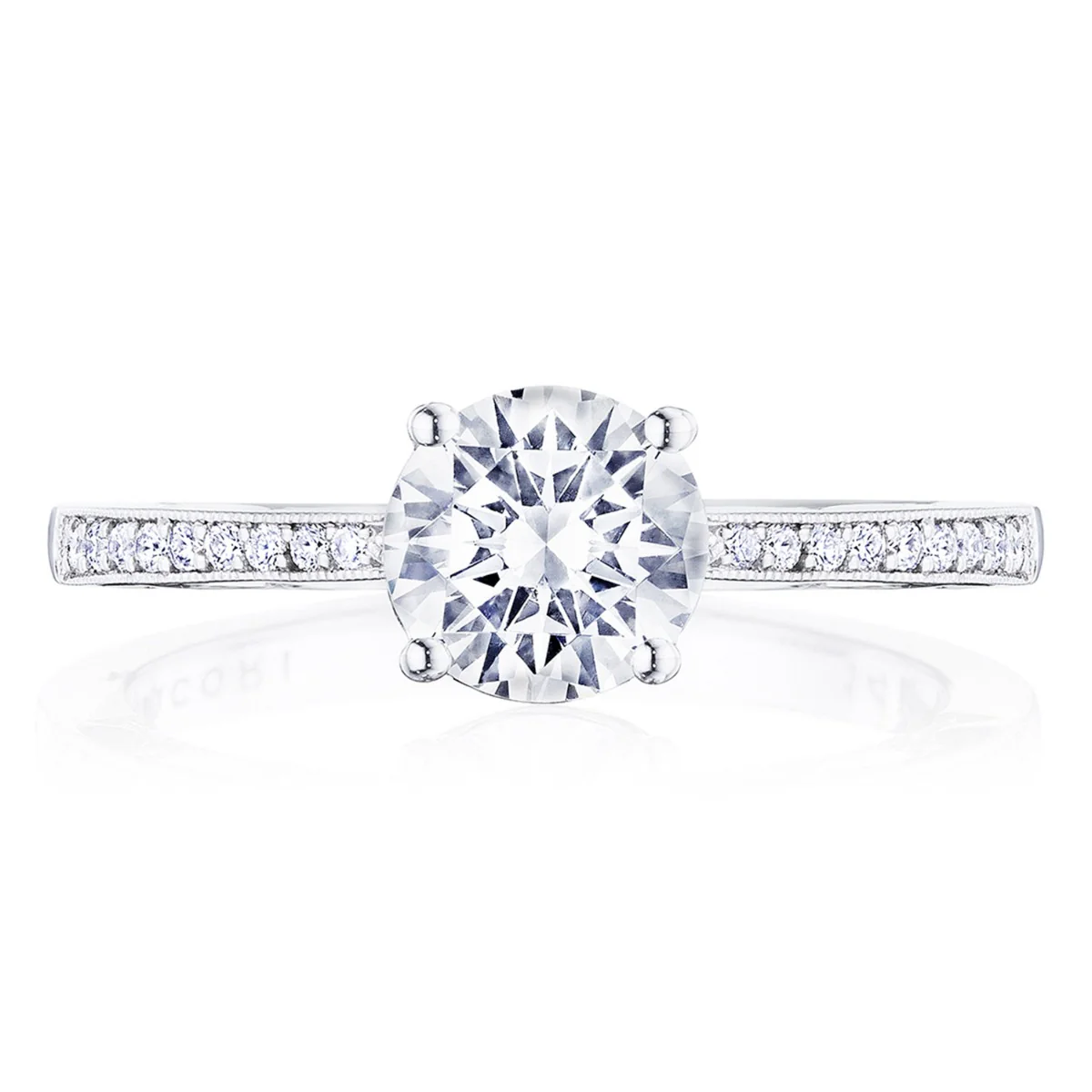Tacori 14k White Gold Coastal Crescent Collection Classic Engagement Ring Setting 0.14CTW - Image 10