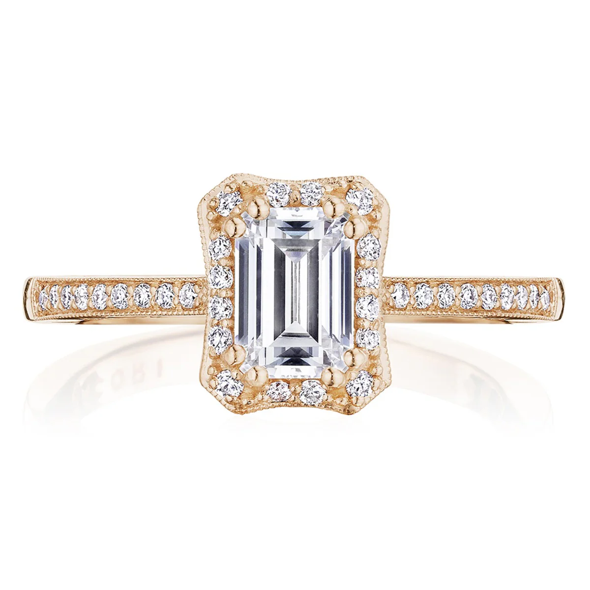 Tacori 14k Rose Gold Coastal Crescent Collection Classic Engagement Ring Setting 0.24CTW - Image 9