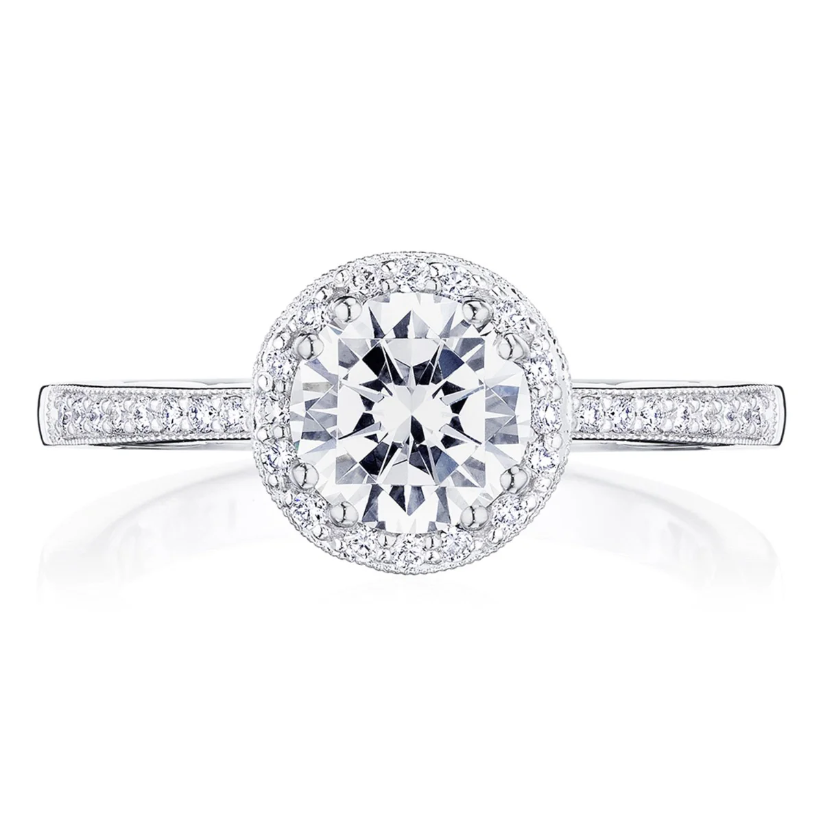Tacori 14k White Gold Coastal Crescent Collection Classic Engagement Ring Setting 0.23CTW - Image 2