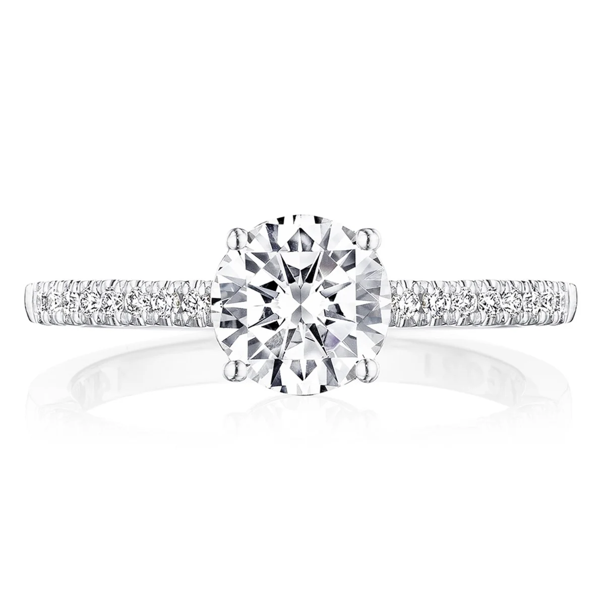 Tacori 14k White Gold Coastal Crescent Collection Classic Engagement Ring Setting 0.16CTW - Image 8