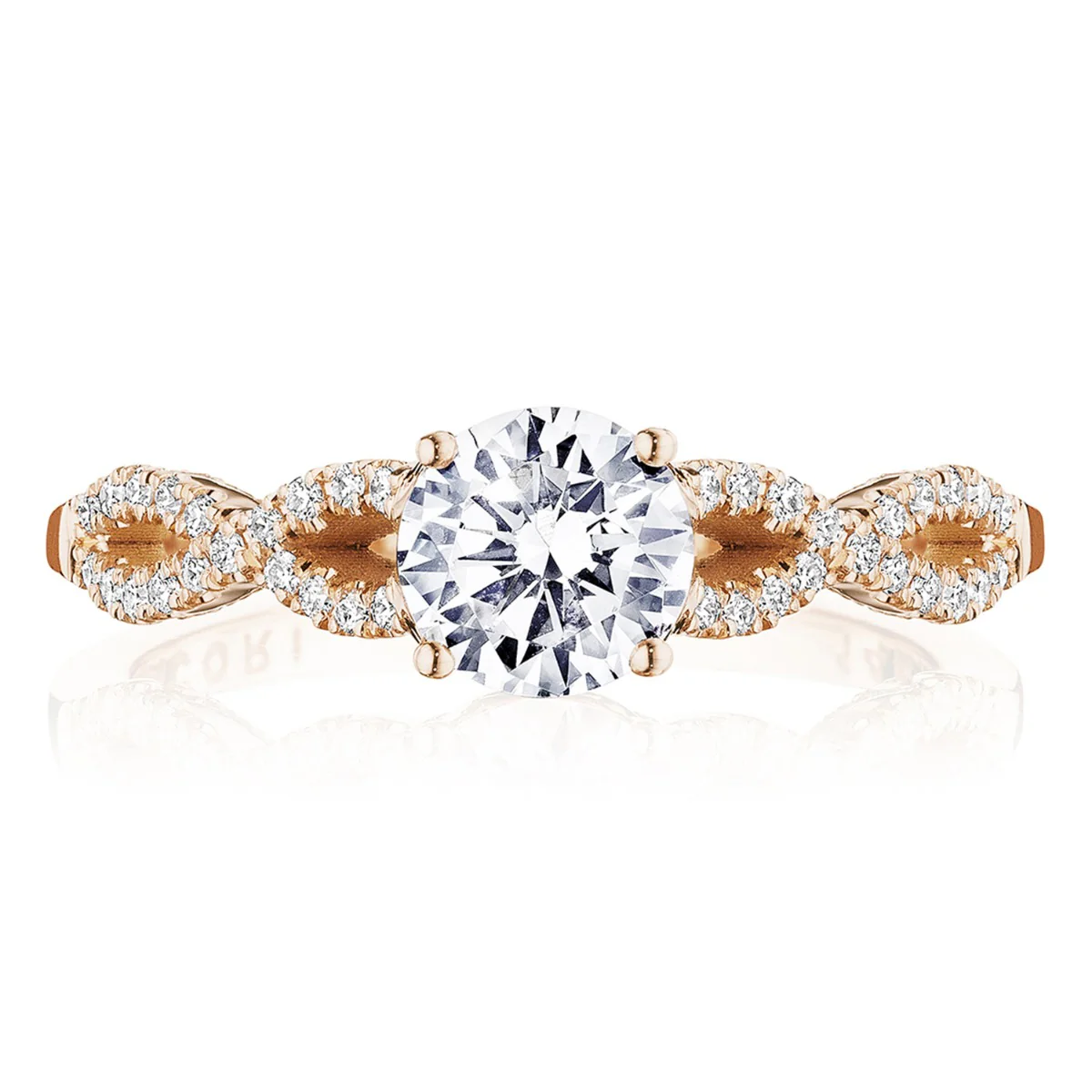 Tacori 14k Rose Gold Coastal Crescent Collection Classic Engagement Ring Setting 0.25CTW - Image 5