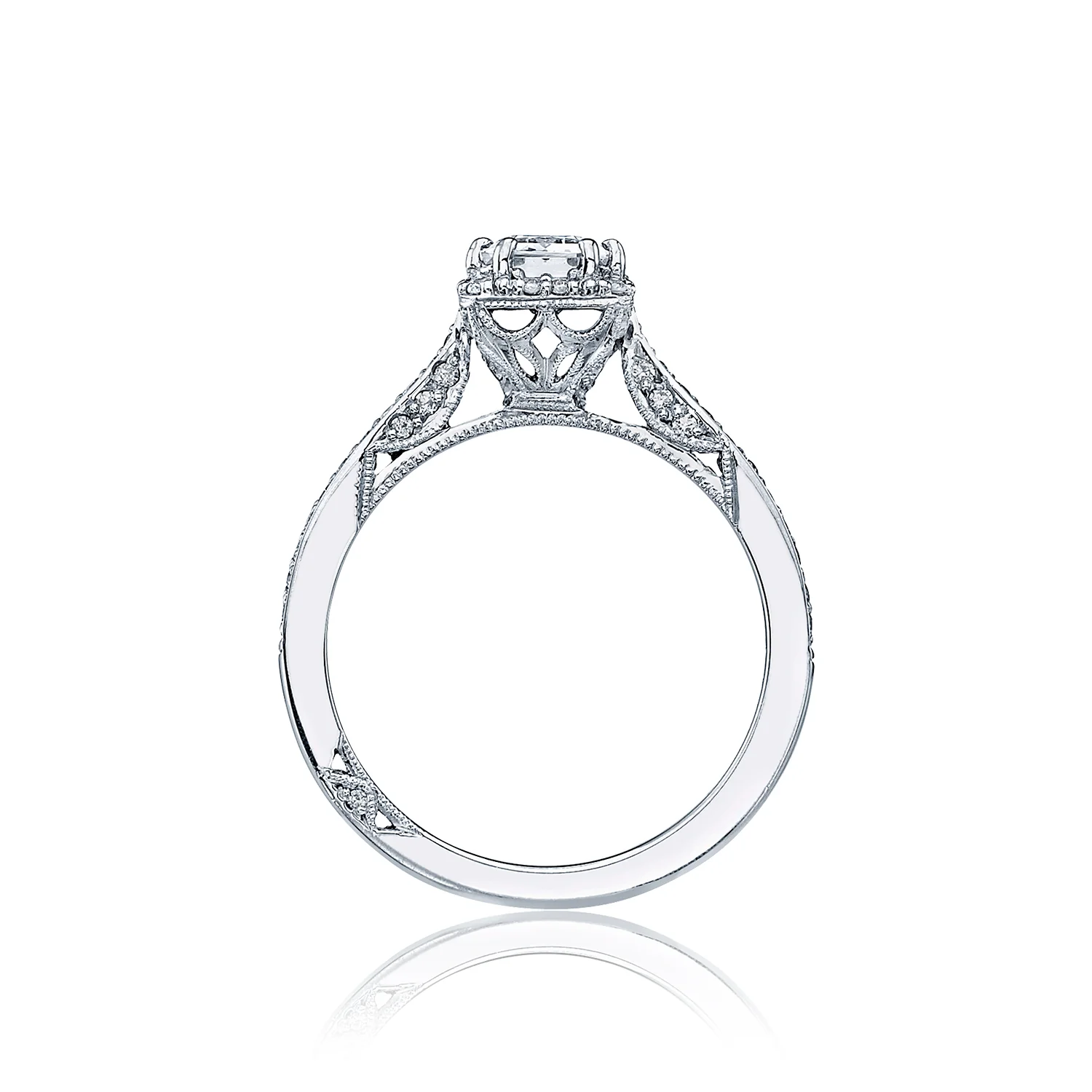 Tacori Platinum Dantela Emerald Engagement Ring Setting   (0.25 CTW) - Image 2