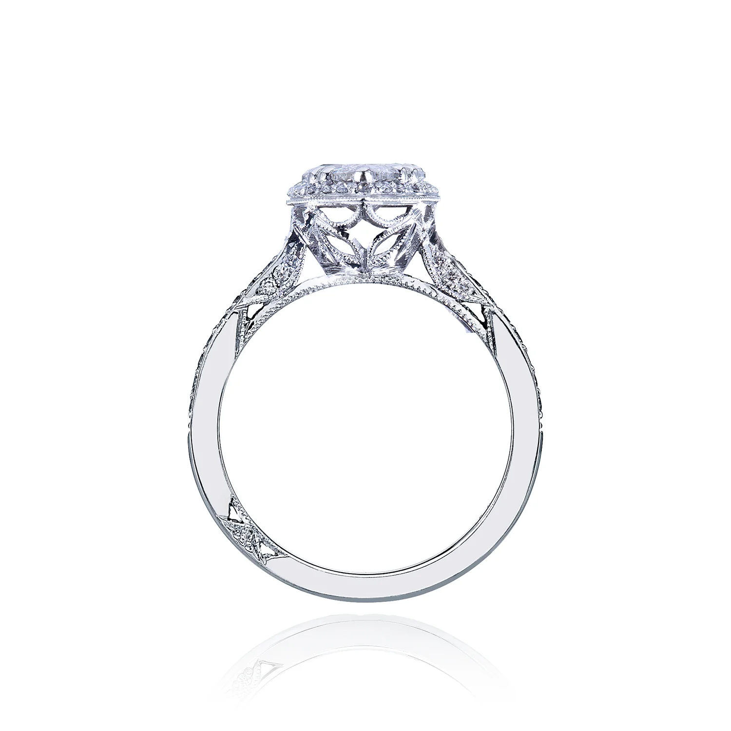 Tacori Platinum Dantela Pear Diamond Engagement Ring Setting (0.39 CTW) - Image 2