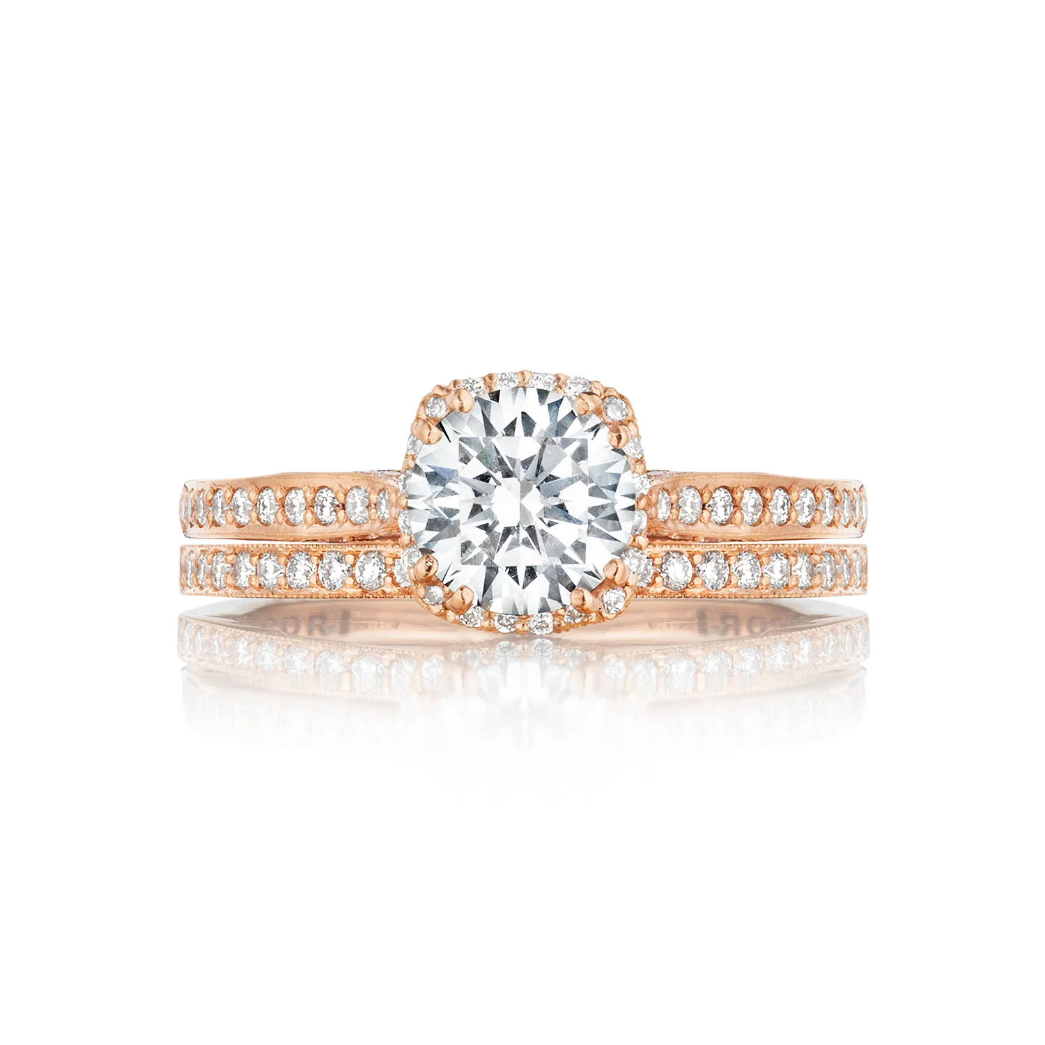 Tacori 18k Rose Gold Dantela Round Diamond Engagement Ring Setting (0.13 CTW) - Image 3