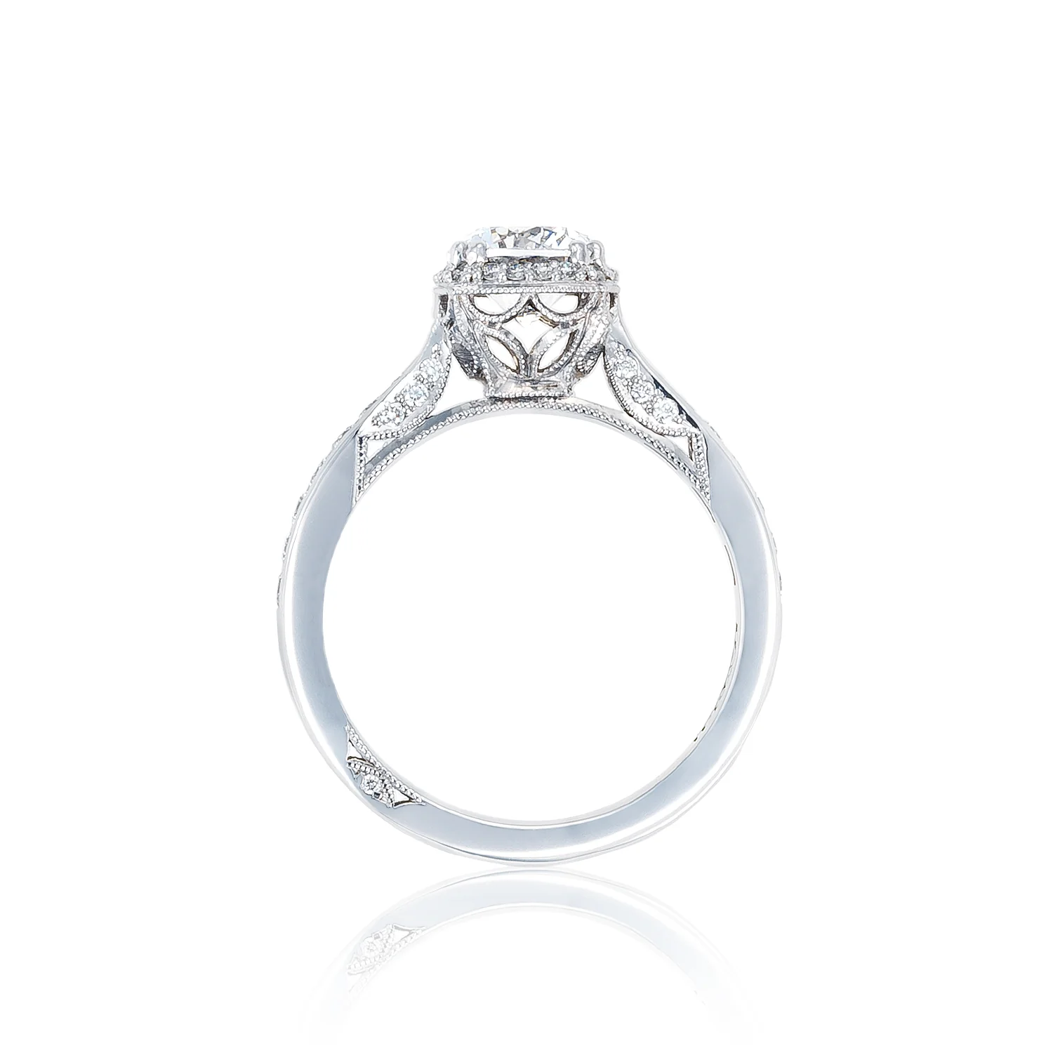 Tacori 18k White Gold Dantela Round Diamond Engagement Ring Setting (0.45 CTW) - Image 2