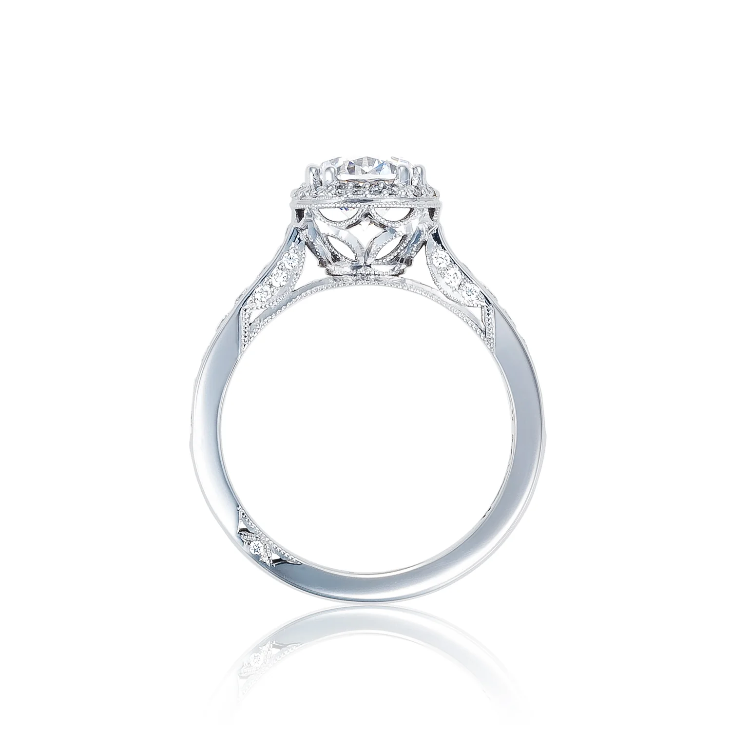 Tacori 18k White Gold Dantela Round Diamond Engagement Ring Setting  (0.51 CTW) - Image 2