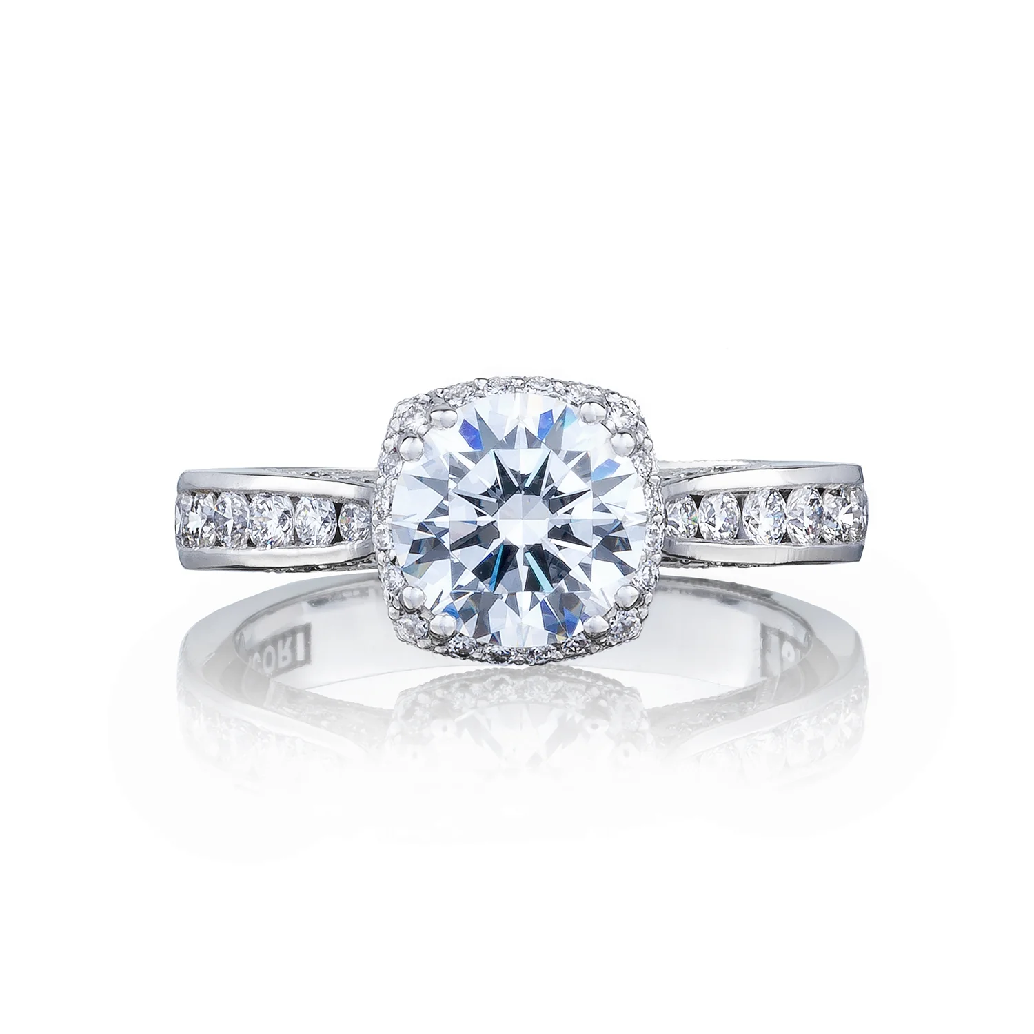 Tacori 18k White Gold Dantela Round Diamond Engagement Ring Setting (0.52 CTW)