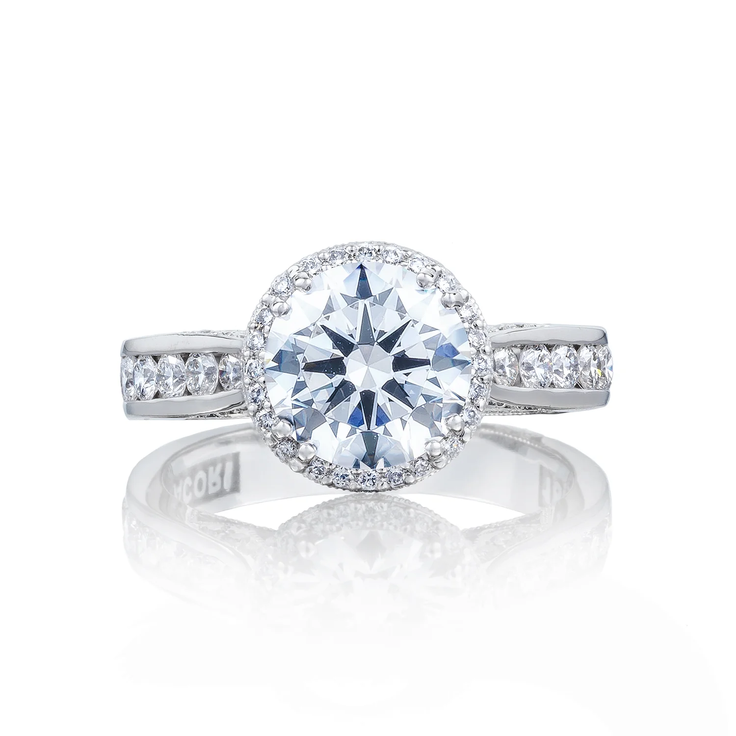 Tacori 18k White Gold Dantela Round Diamond Engagement Ring Setting (0.62 CTW)