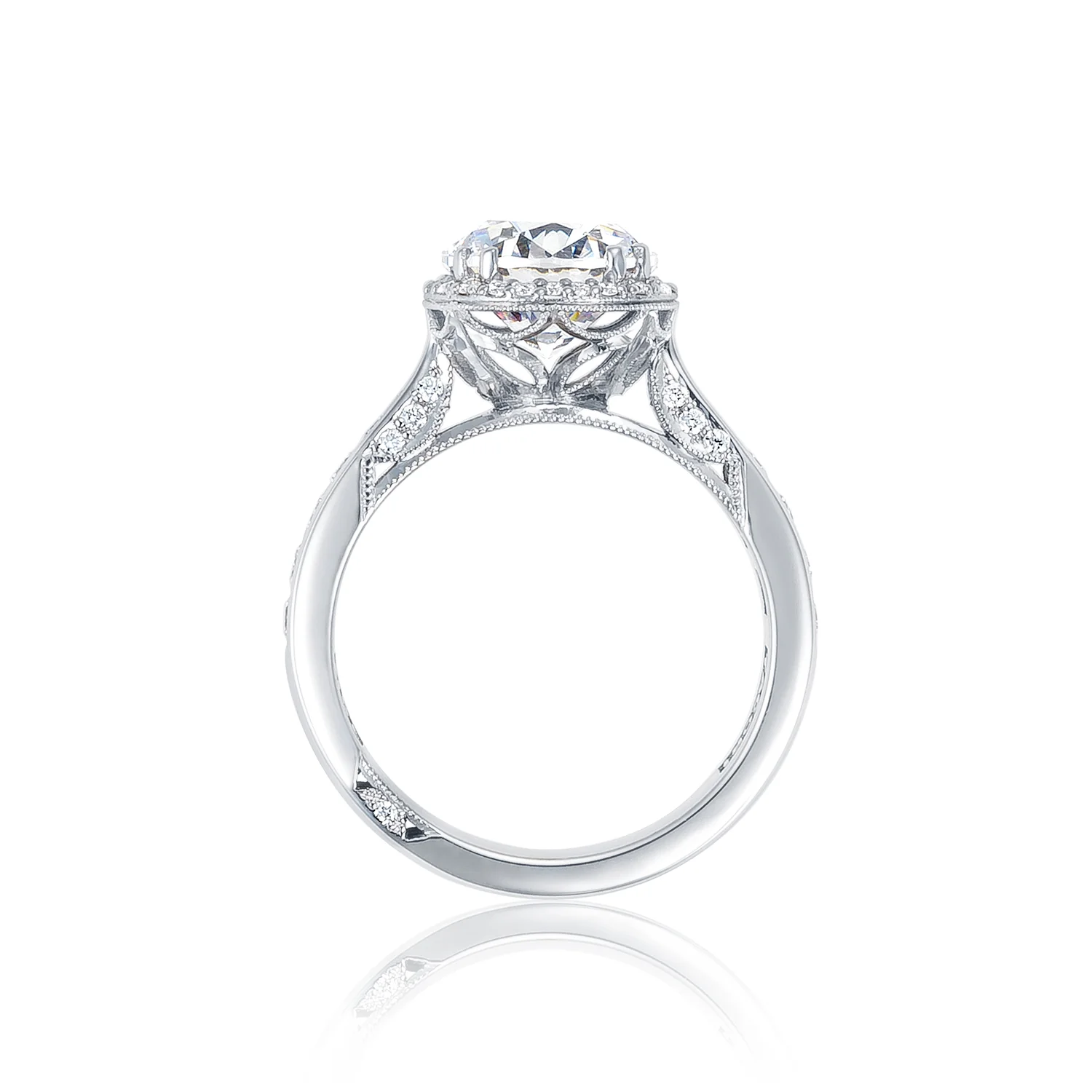 Tacori 18k White Gold Dantela Round Diamond Engagement Ring Setting  (0.62 CTW) - Image 2