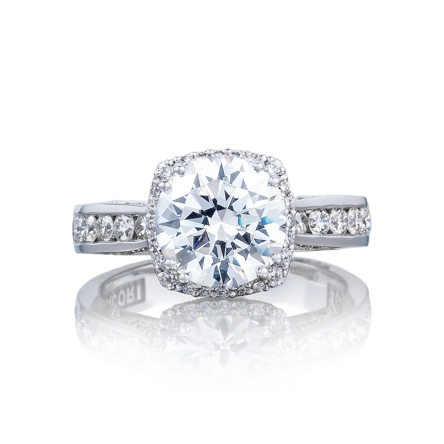 Tacori 18k White Gold Dantela Round Diamond Engagement Ring Setting (0.63 CTW)
