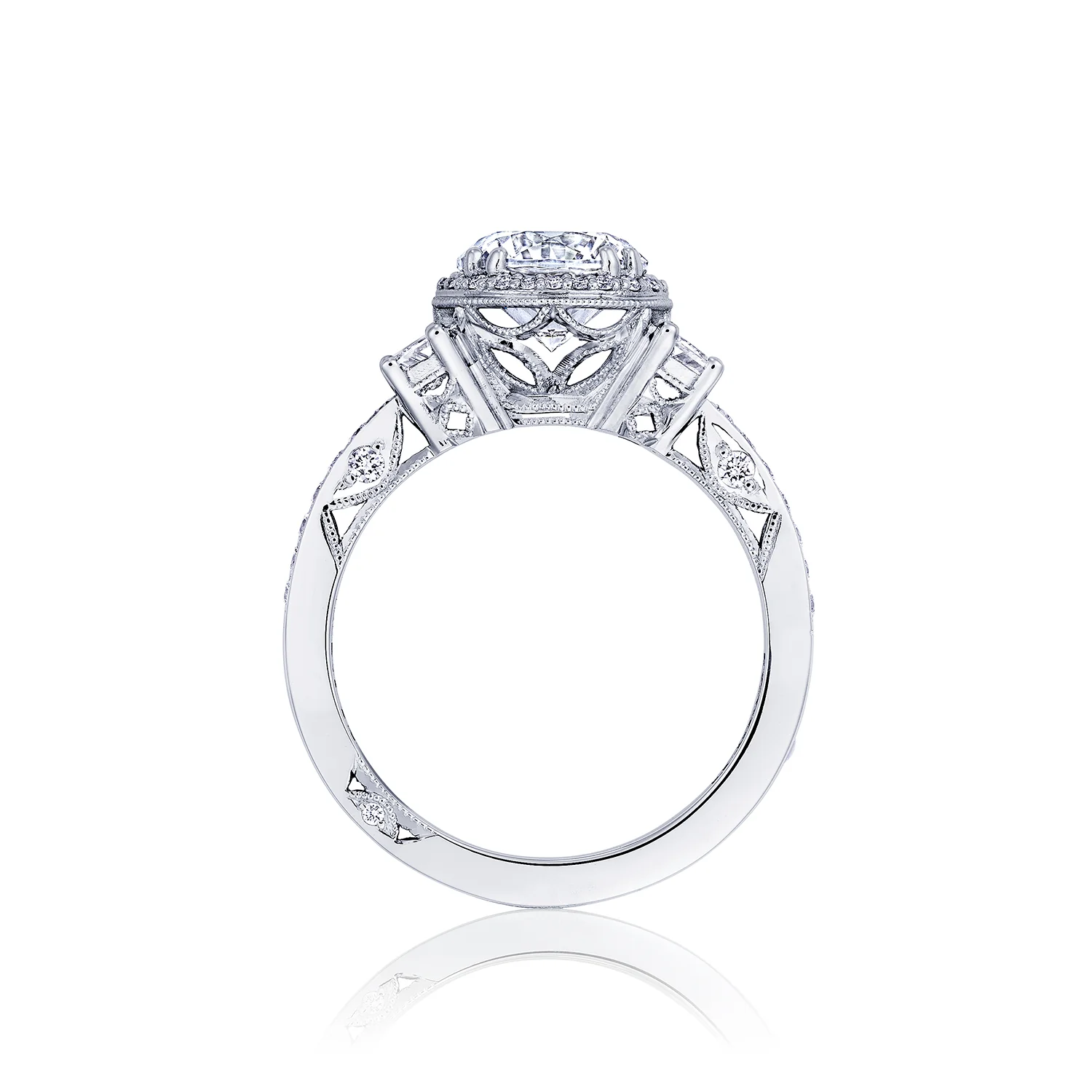 Tacori 18k White Gold Dantela Round Diamond Engagement Ring Setting (0.69 CTW) - Image 2