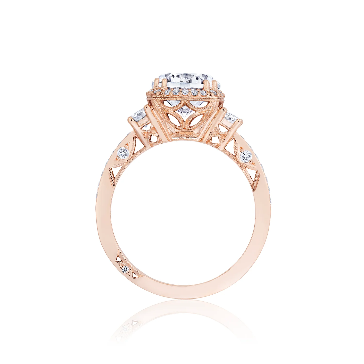 Tacori 18k Rose Gold Dantela Round Diamond Engagement Ring Setting (0.68 CTW) - Image 2