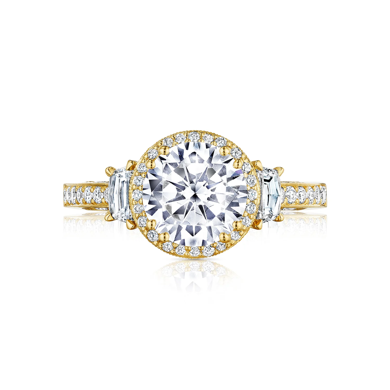 Tacori 18k Yellow Gold Dantela Round Diamond Engagement Ring Setting (0.69 CTW)