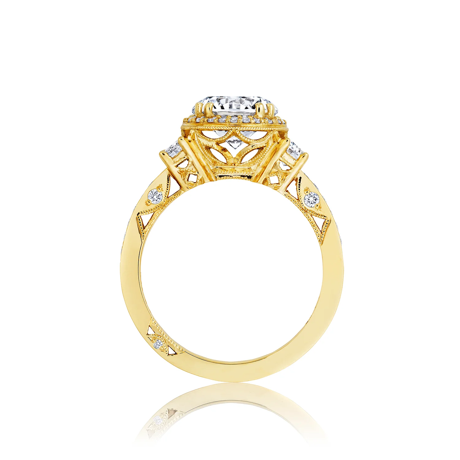 Tacori 18k Yellow Gold Dantela Round Diamond Engagement Ring Setting (0.69 CTW) - Image 2