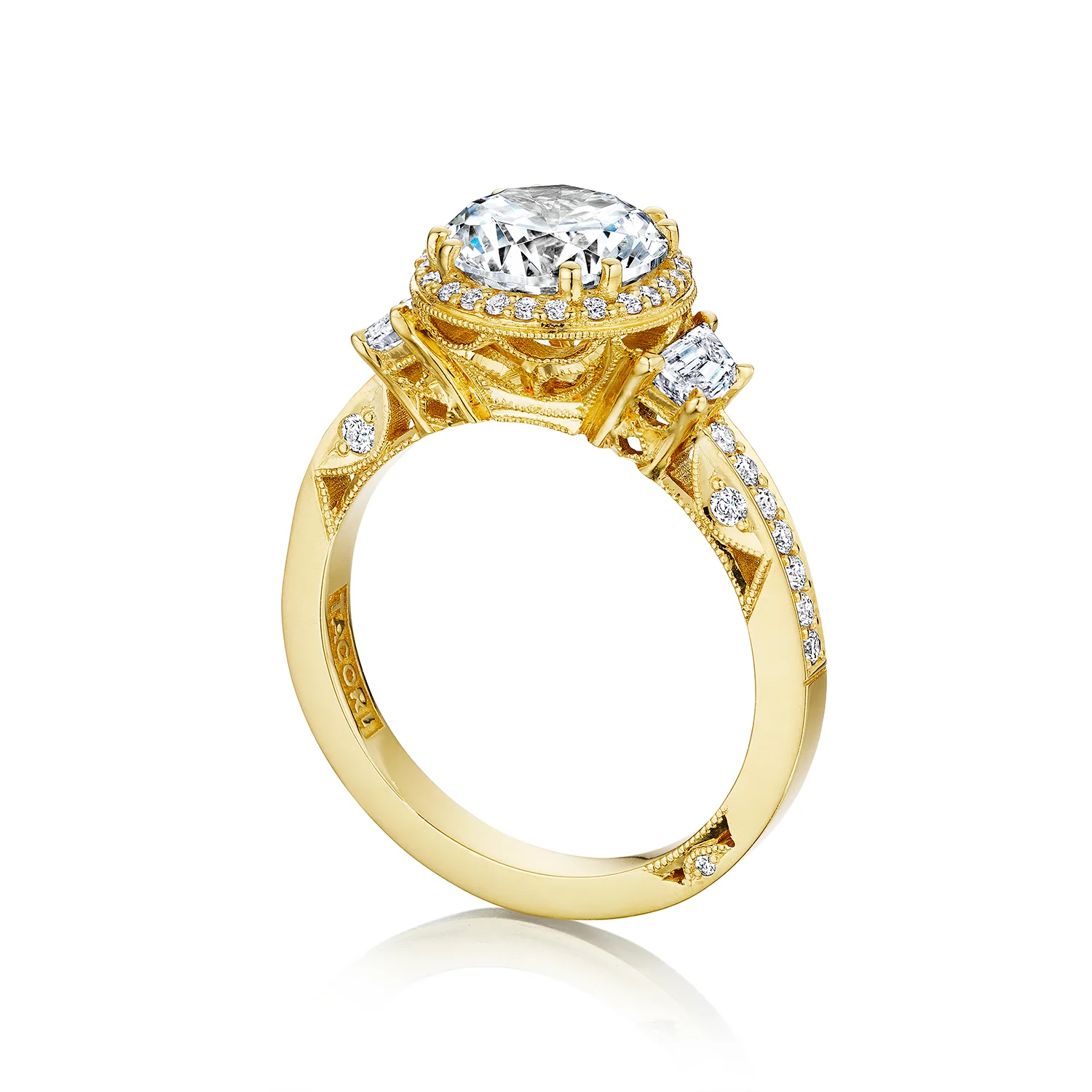 Tacori 18k Yellow Gold Dantela Round Diamond Engagement Ring Setting (0.69 CTW) - Image 3