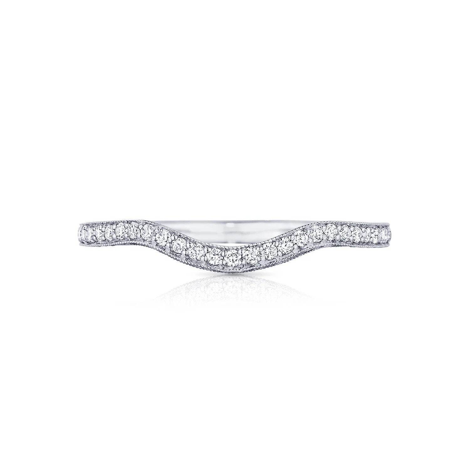 Tacori 18k White Gold Petite Crescent Diamond Wedding Band (0.2 CTW)